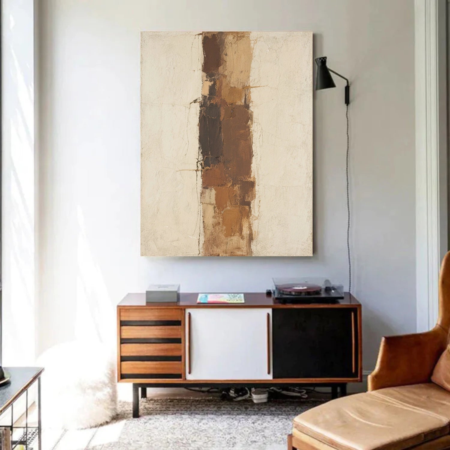 Beige and Brown Abstract Canvas Art #WS761