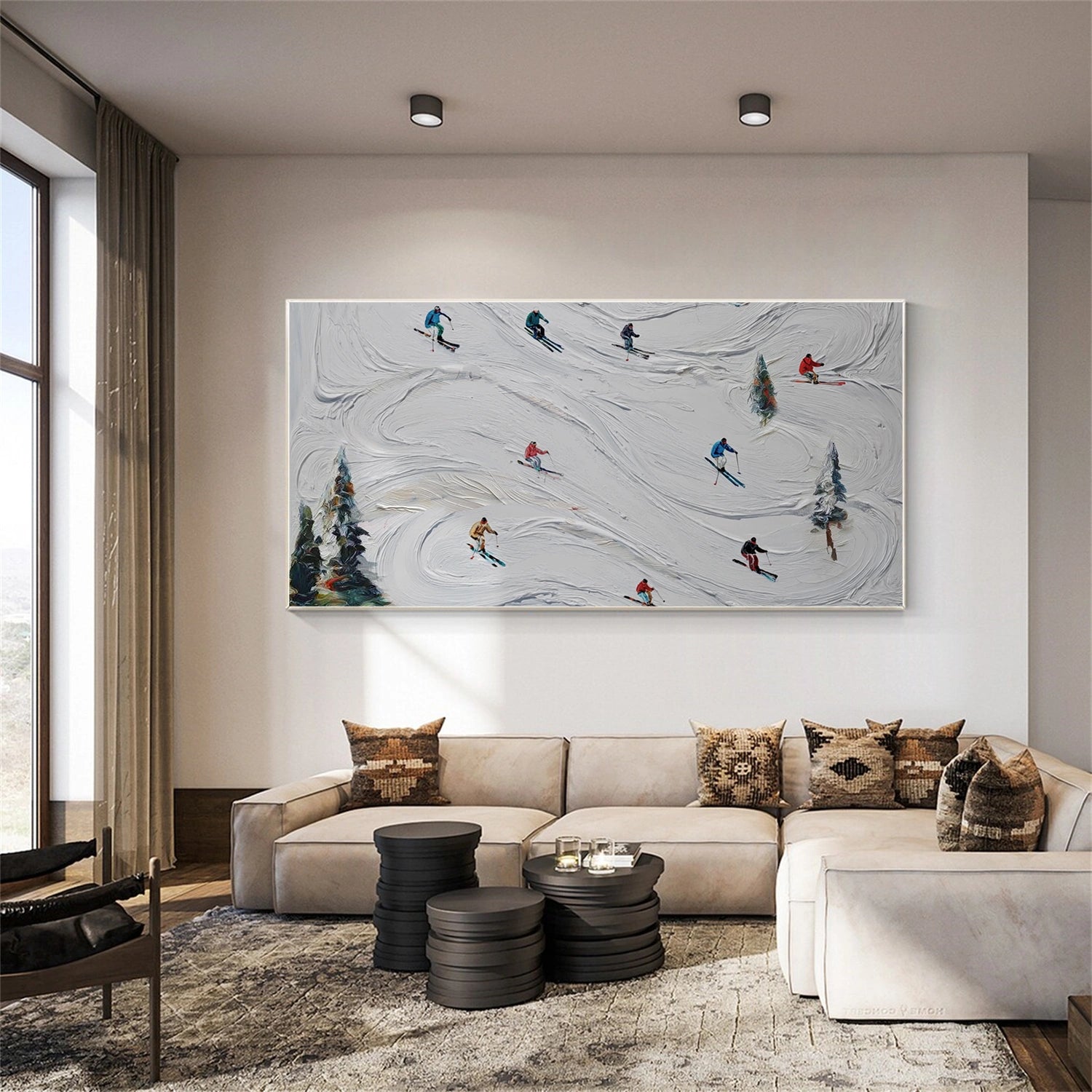 Skiing Sport Textured Wall Art #SA066