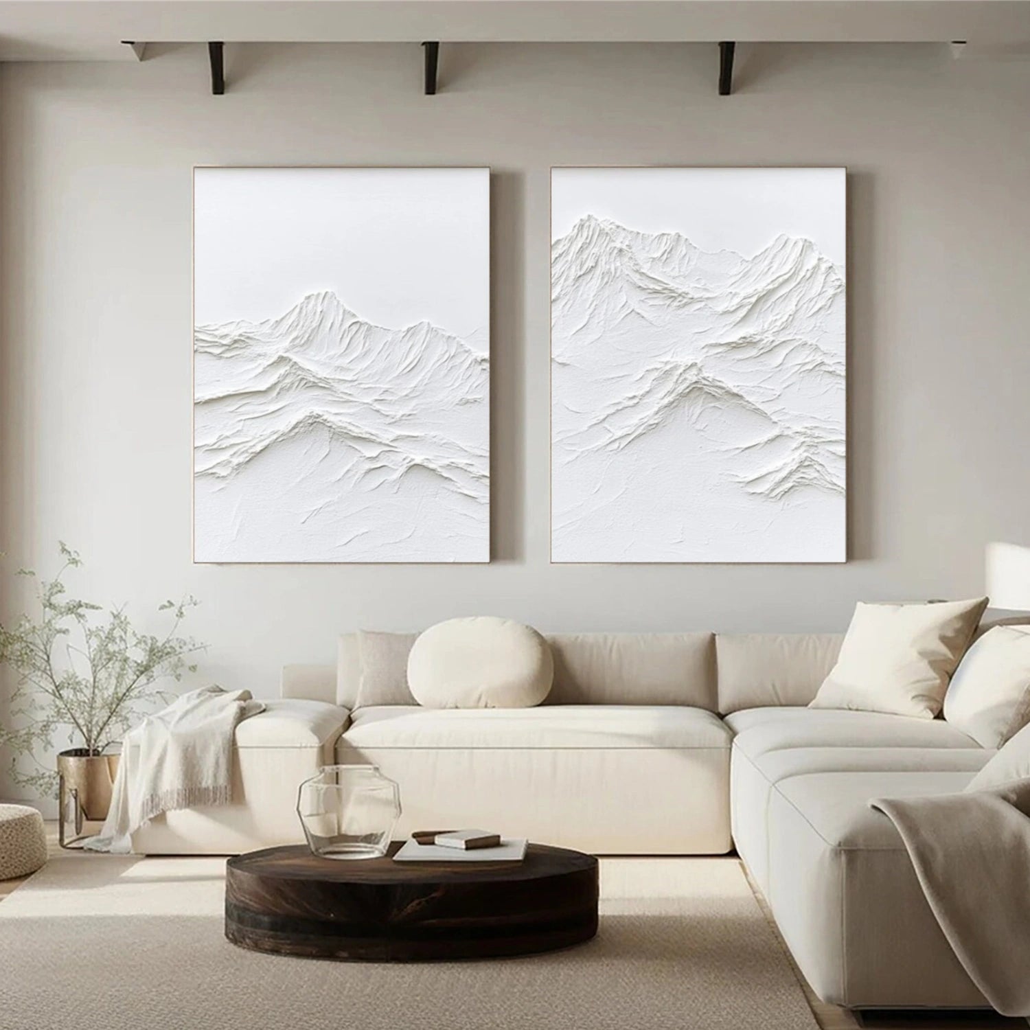 Minimalist Mountain Textured Canvas Art Set of 2 #MM348