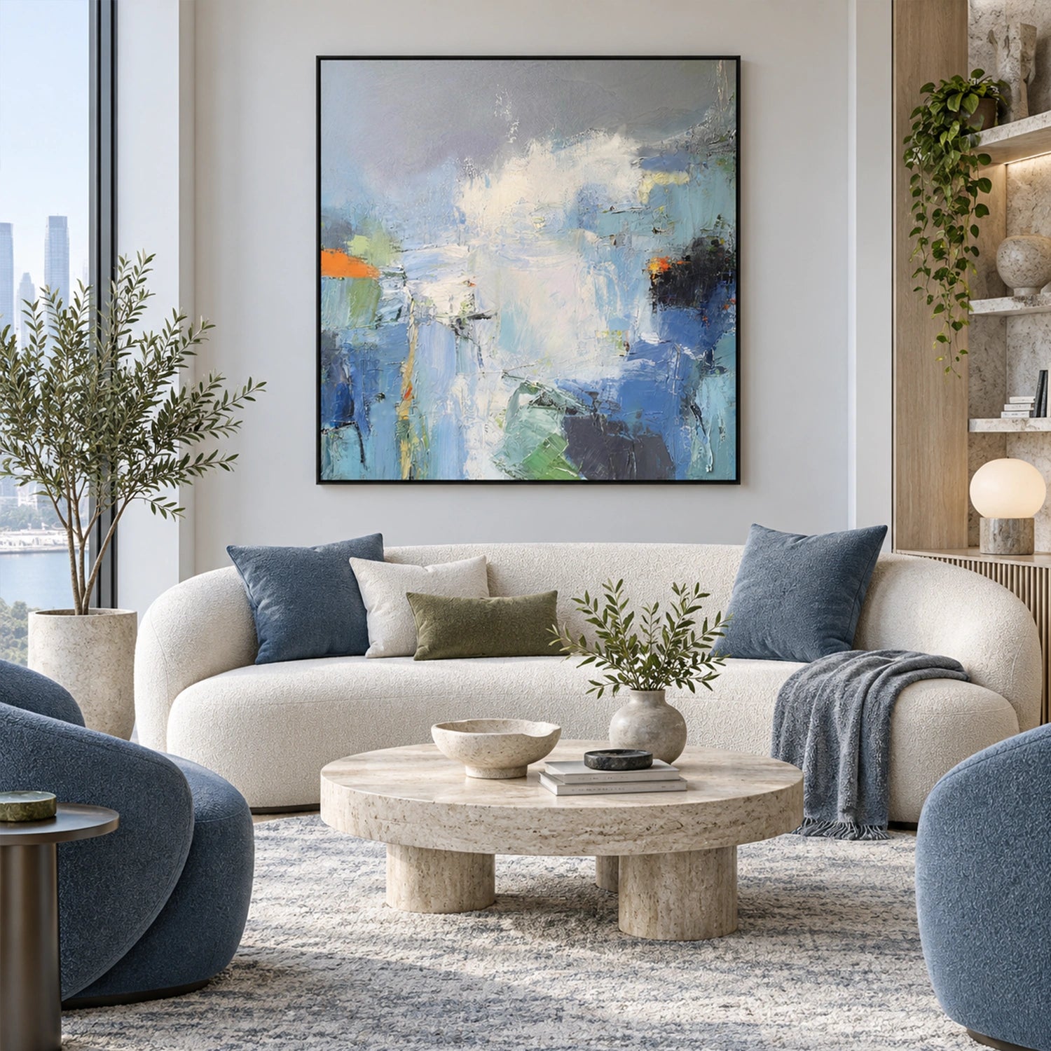 Blue Abstract Canvas Art #WS1150