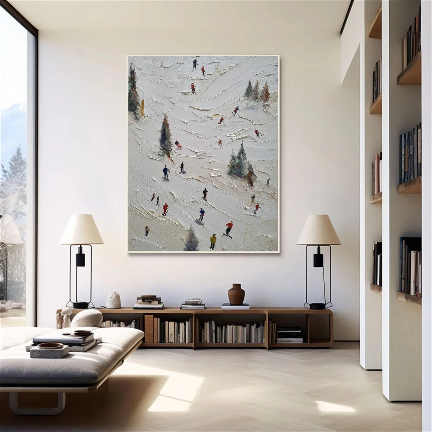 Skiing Sport Textured Wall Art #SA063