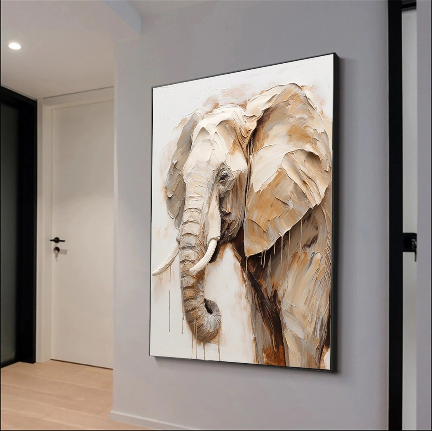 Beige and Brown Abstract Animal Wall Art #AL076