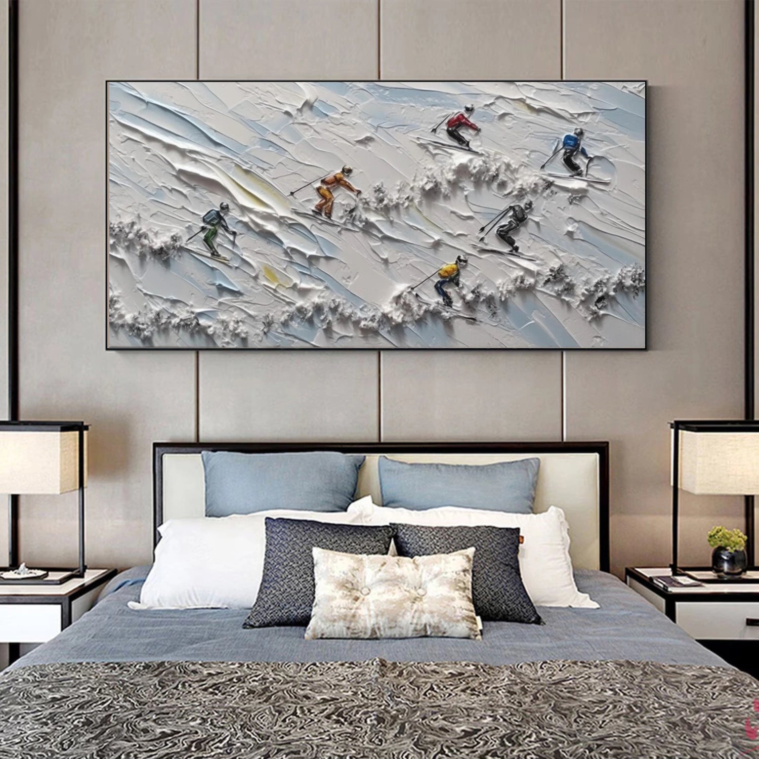 Skiing Sport Textured Wall Art #SA051