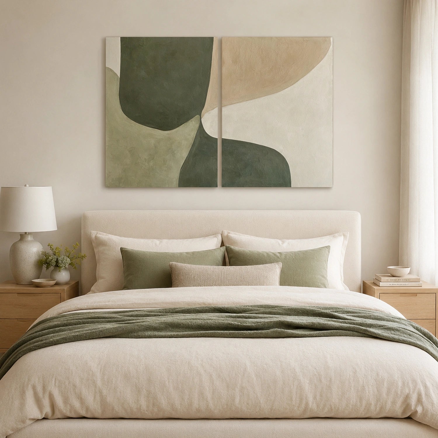 Green Minimalist Canvas Art Set of 2 #MM405