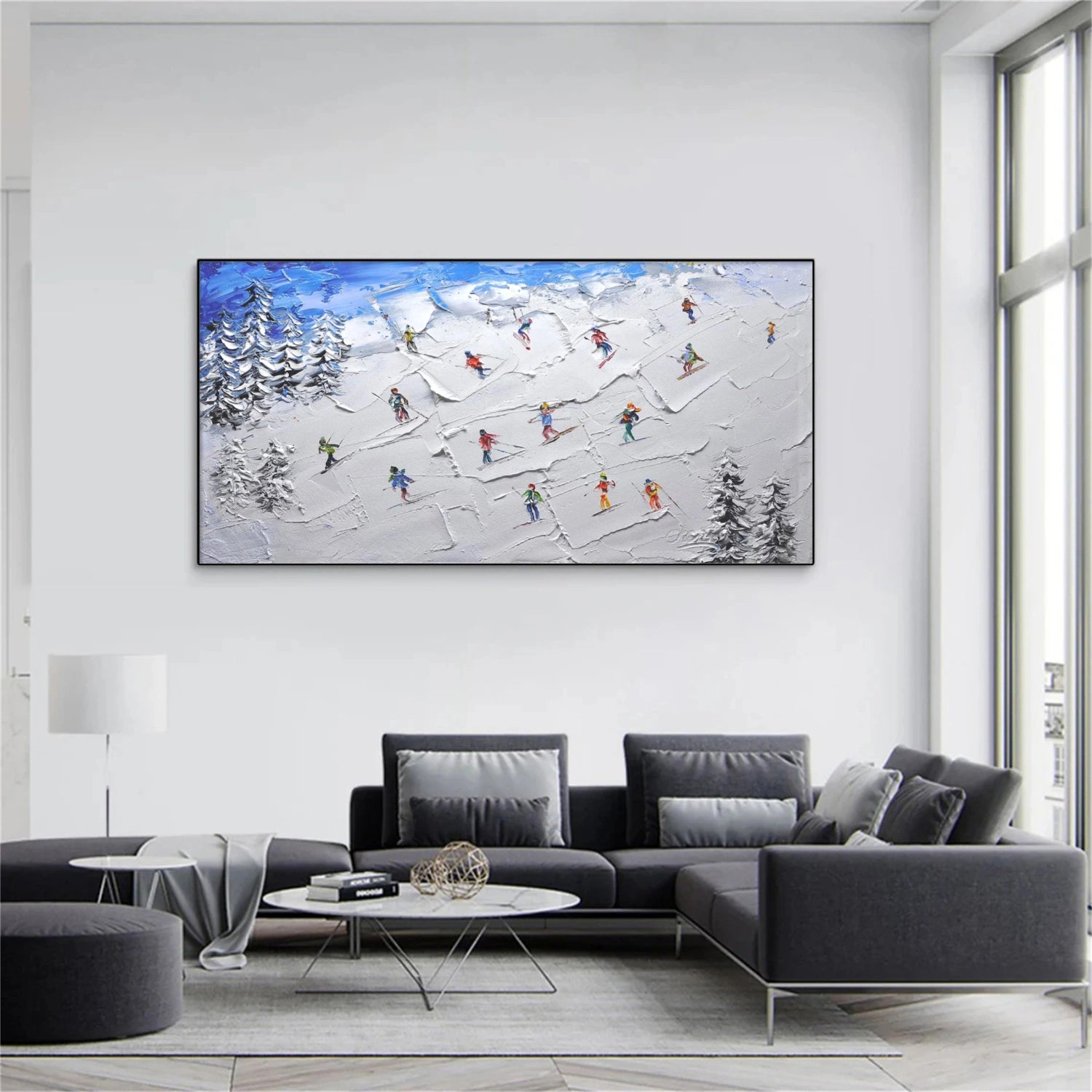 Skiing Sport Textured Wall Art #SA048