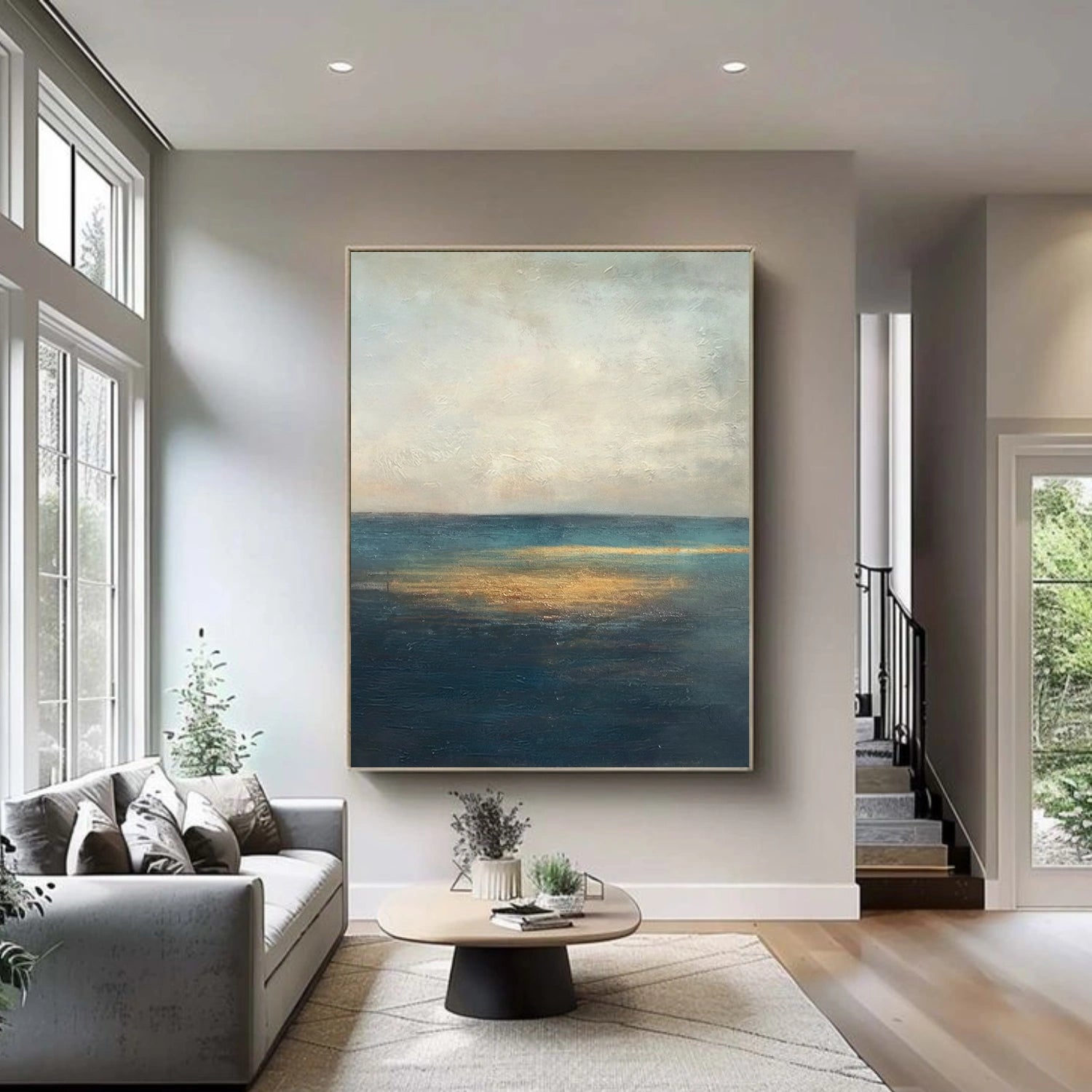 Blue and Gold Abstract Canvas Art #WS902