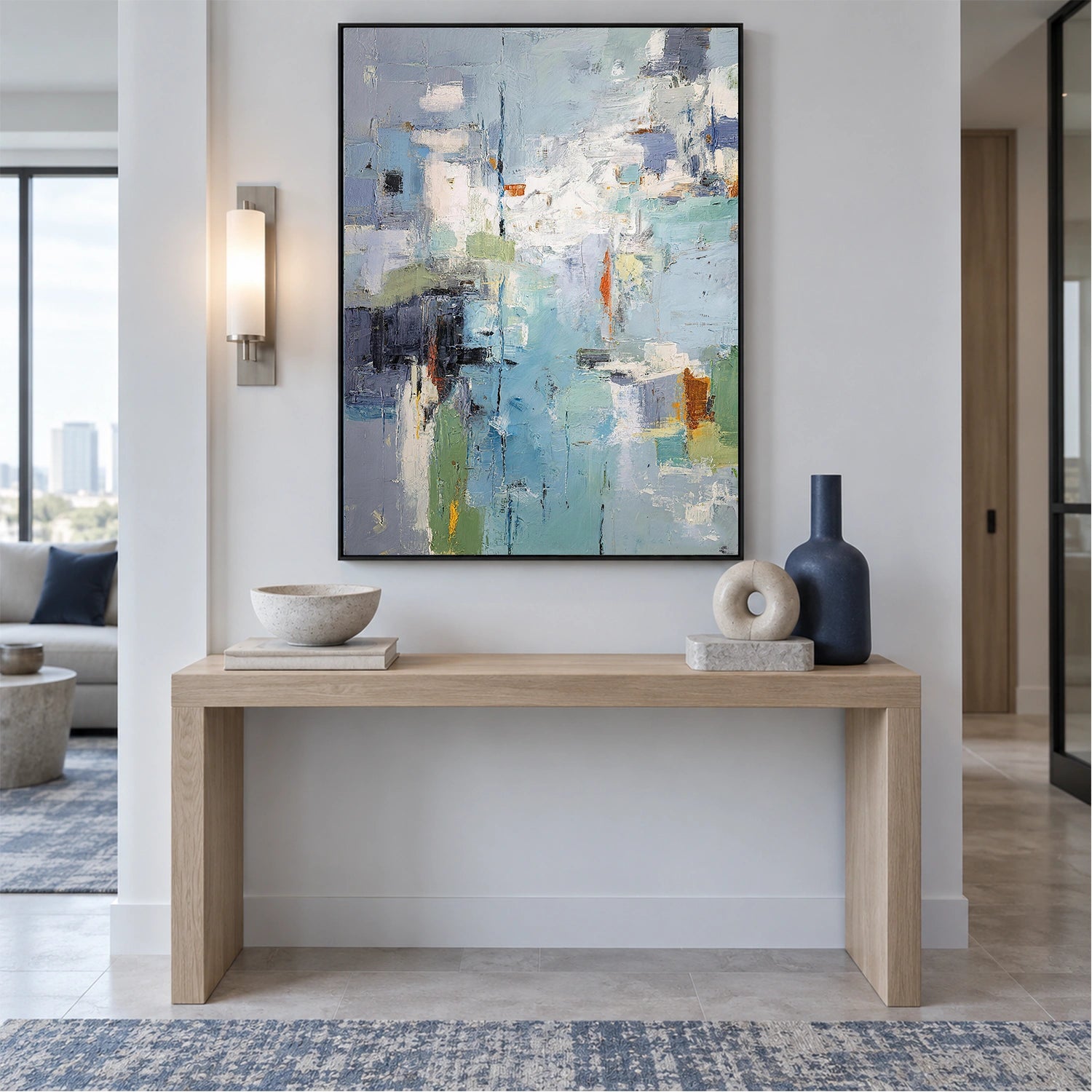Blue Abstract Canvas Art #WS1149