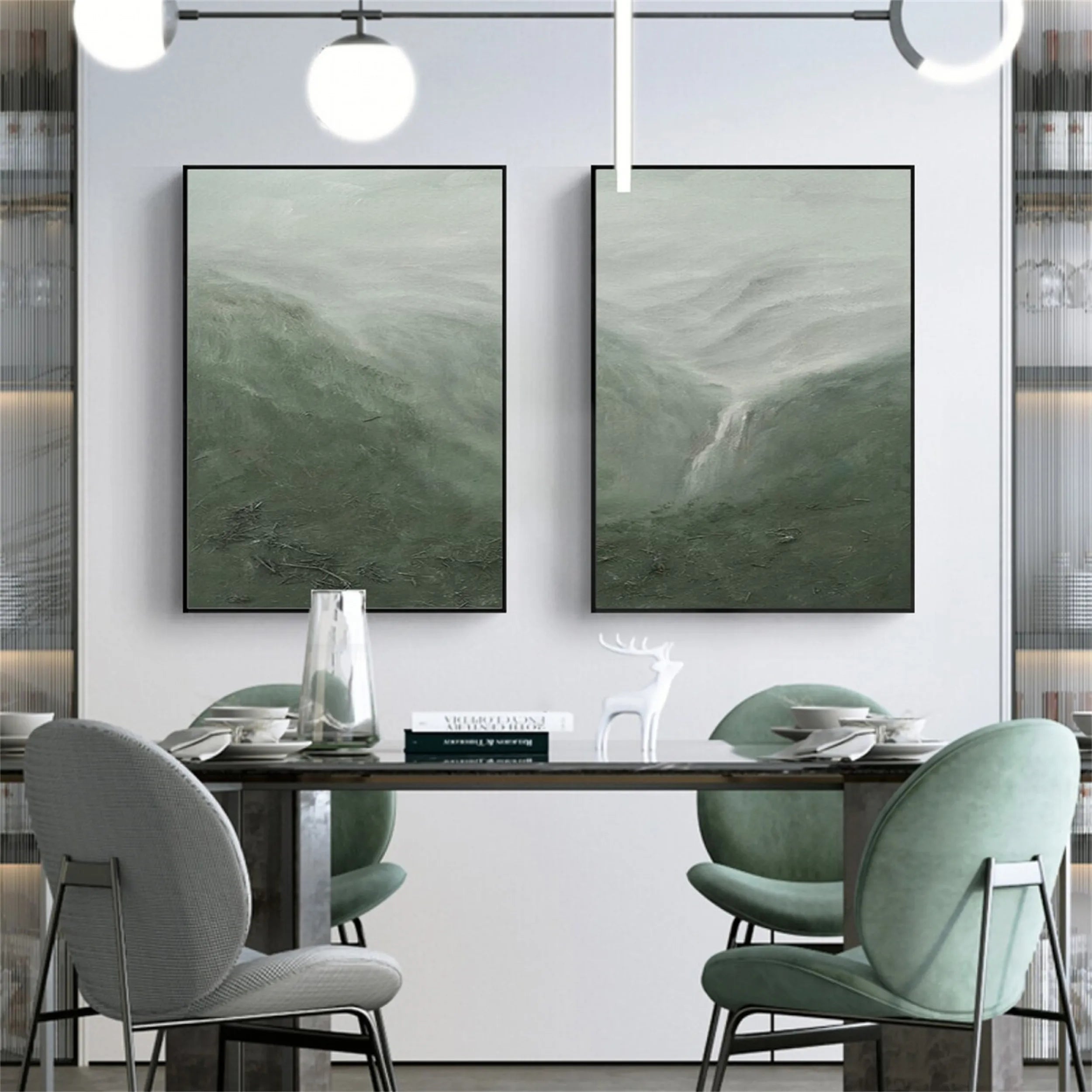 Green Texture Art Set of 2#GT019