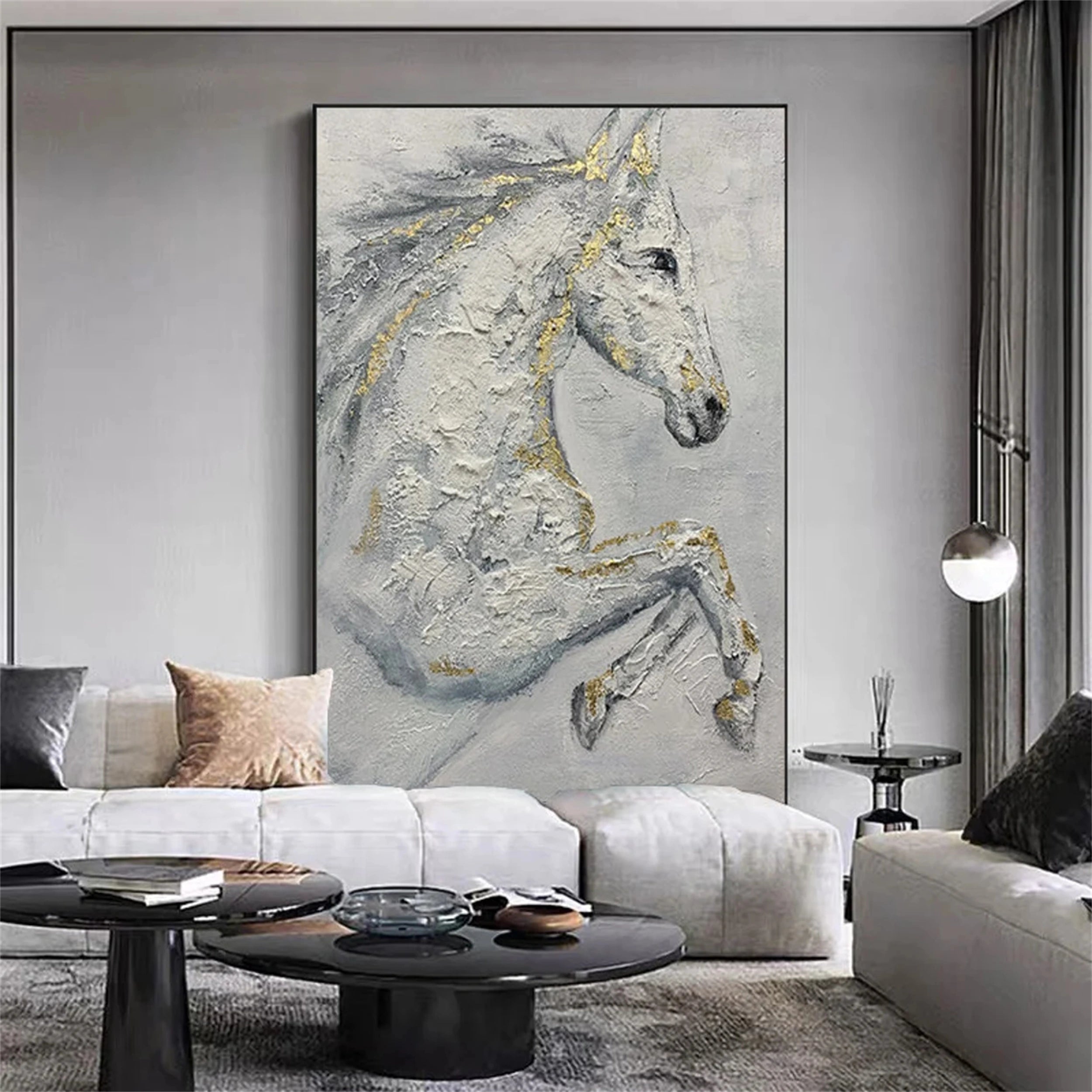White Horse Abstract Animal Wall Art #AL002