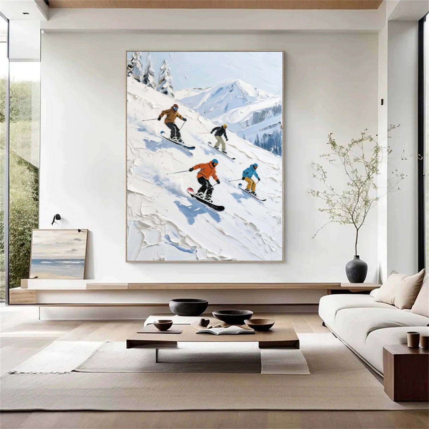 Skiing Sport Textured Wall Art #SA059