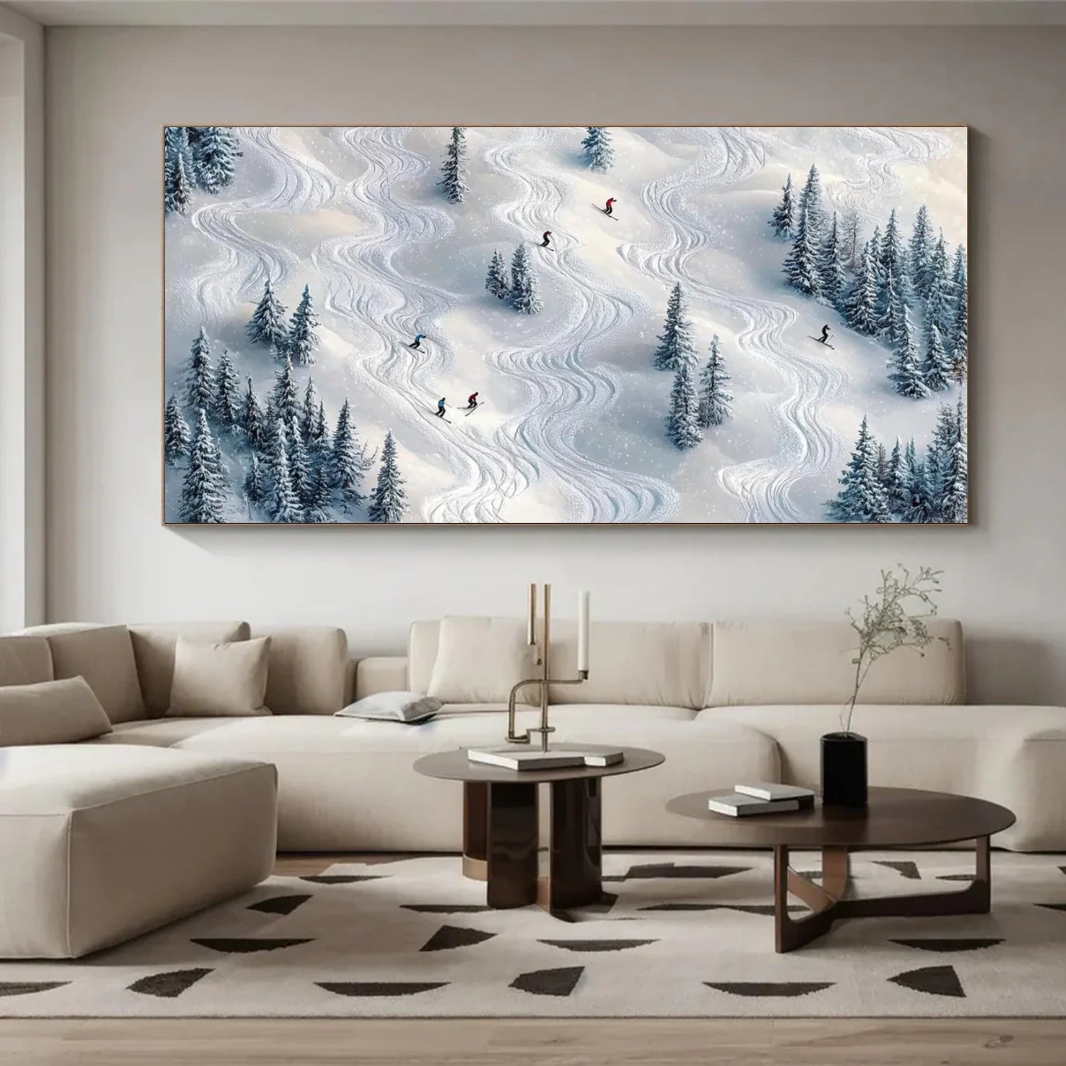 Skiing Sport Textured Wall Art #SA044