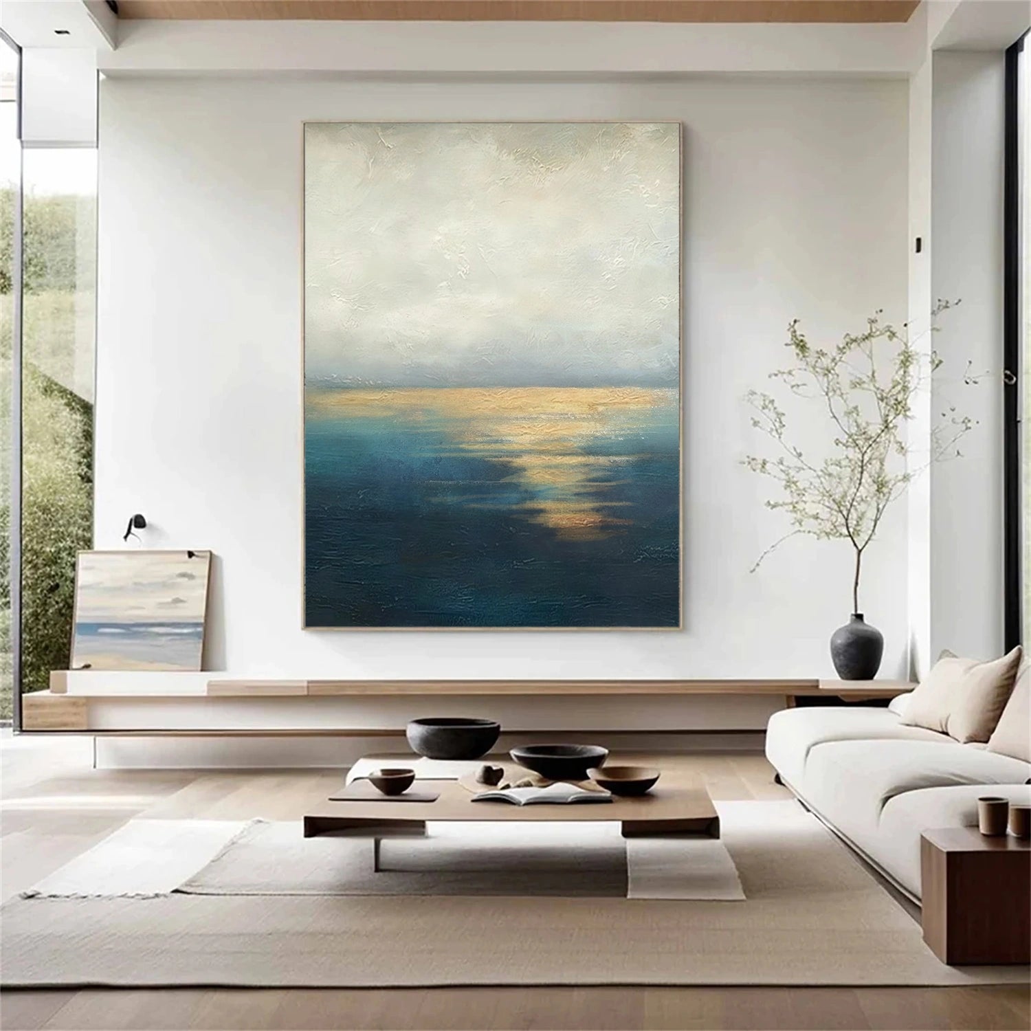 Blue and Gold Abstract Canvas Art #WS903