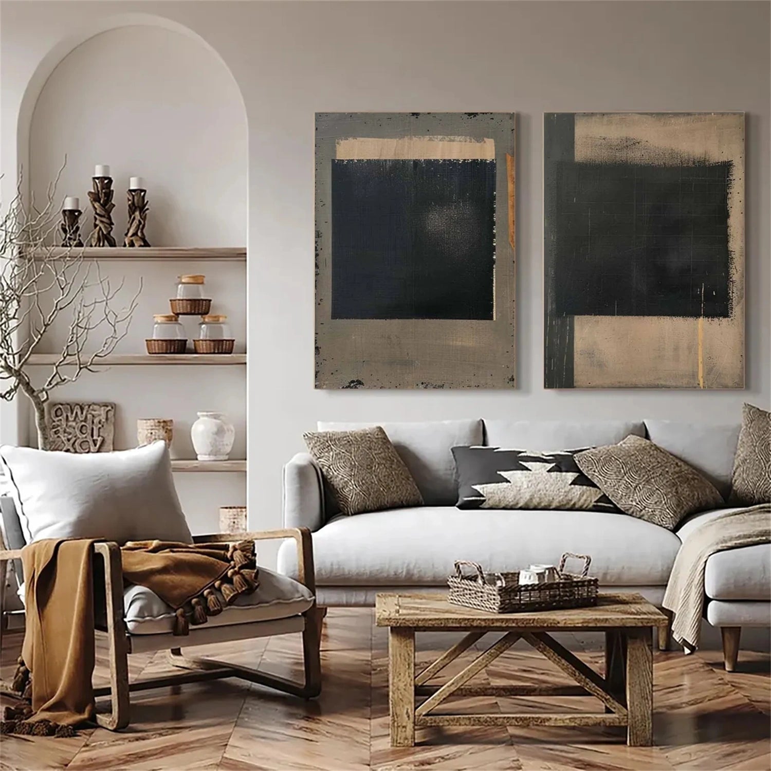 Black and Beige Wabi Sabi Canvas #WS475