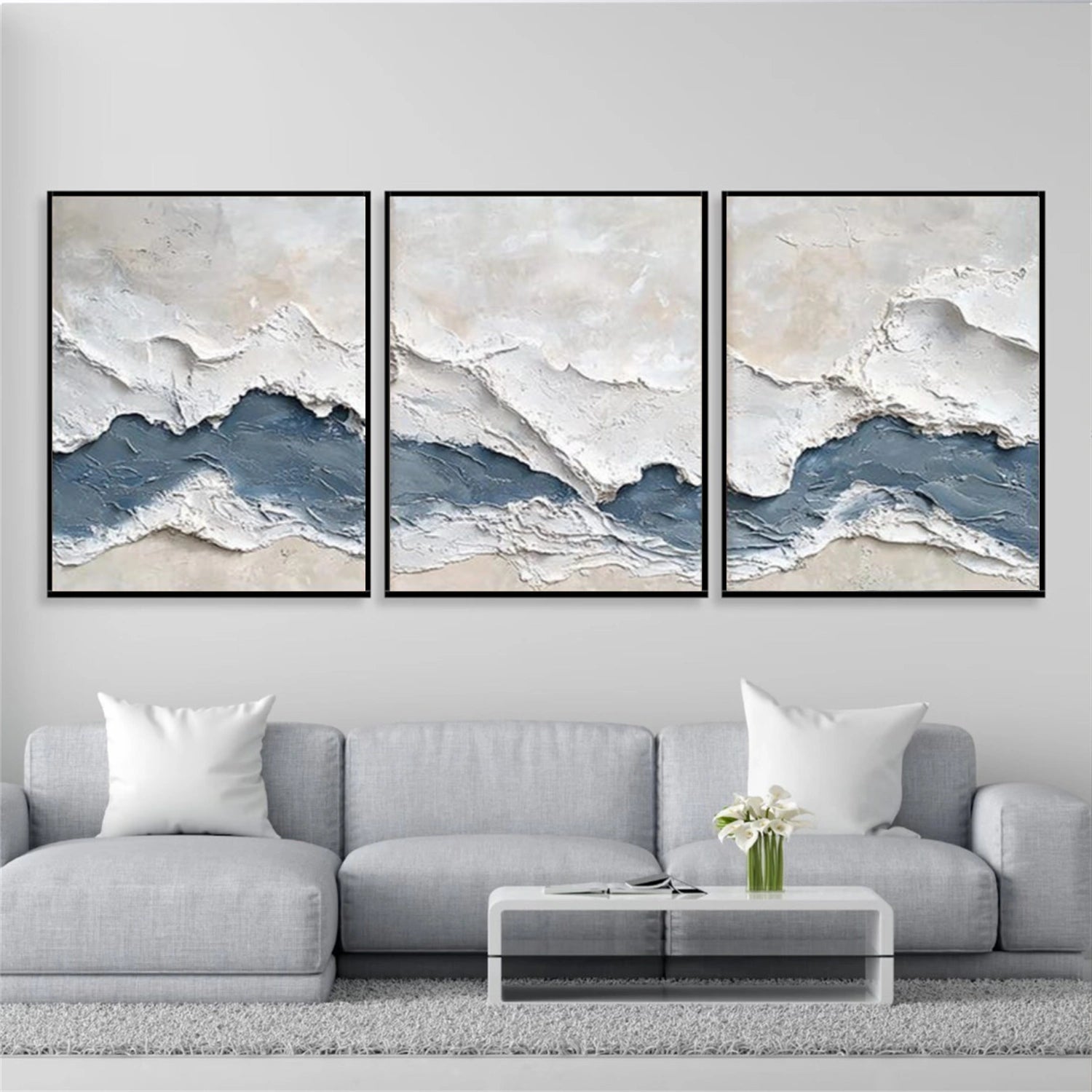 Abstract Textured Canvas Art Set of 3 #WS951