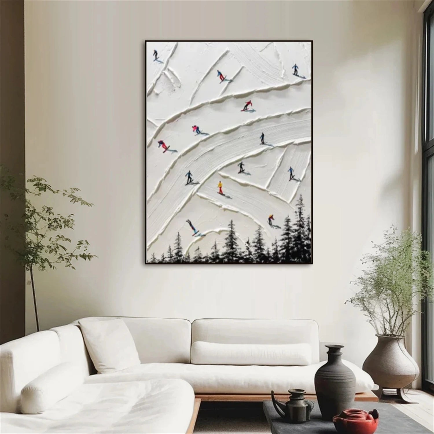 Skiing Sport Textured Wall Art #SA058