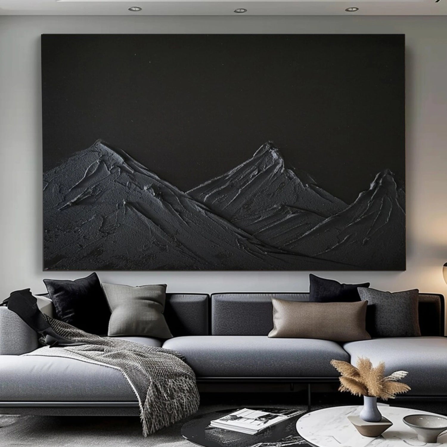 Minimalist Mountain Textured Canvas Art #MM360