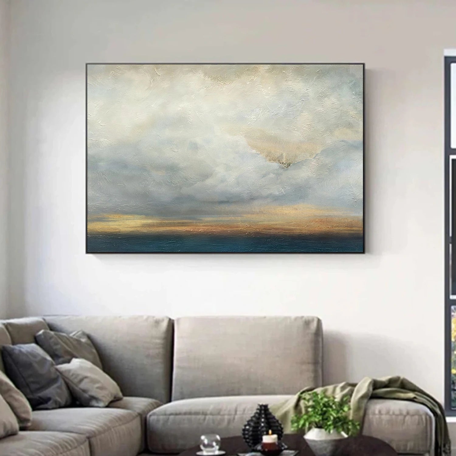 Blue and Gold Abstract Canvas Art #WS900