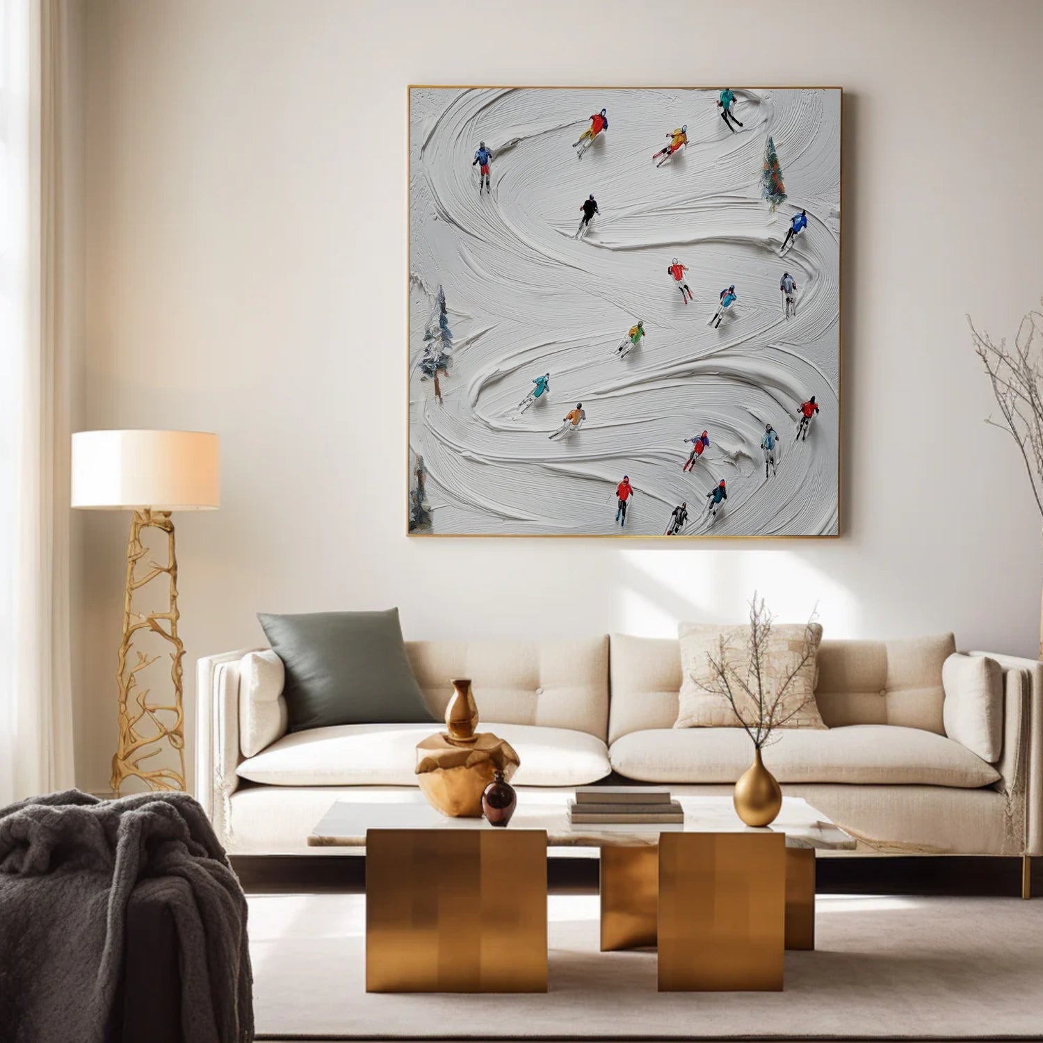 Skiing Sport Textured Wall Art #SA072