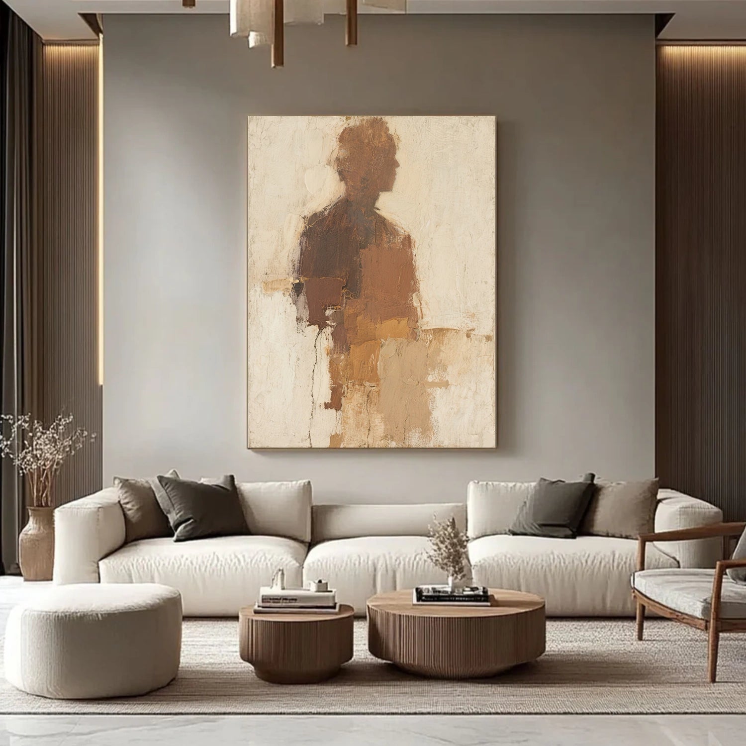 Beige and Brown Abstract Canvas Art #WS762