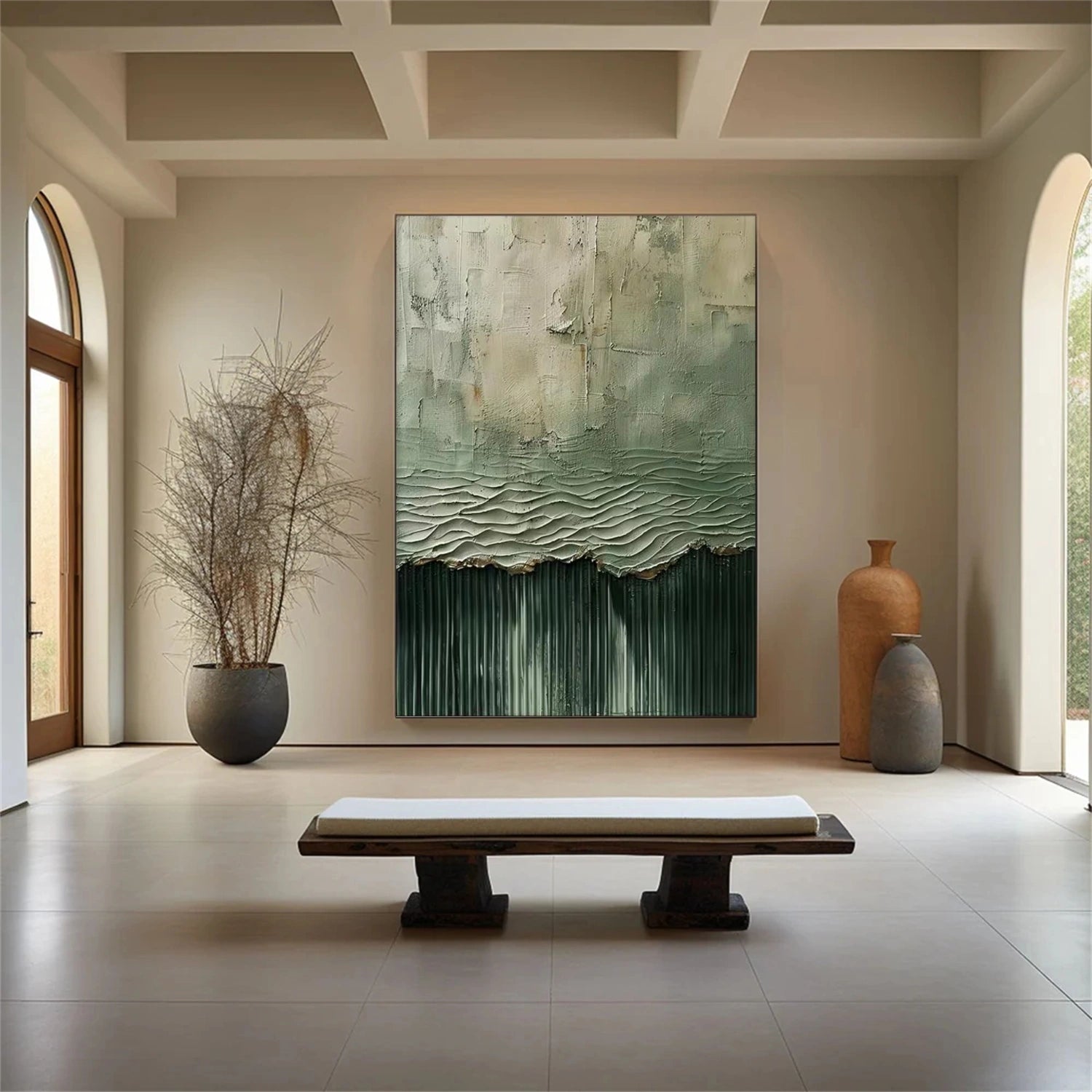Green Minimalist Textured Canvas Art #MM272