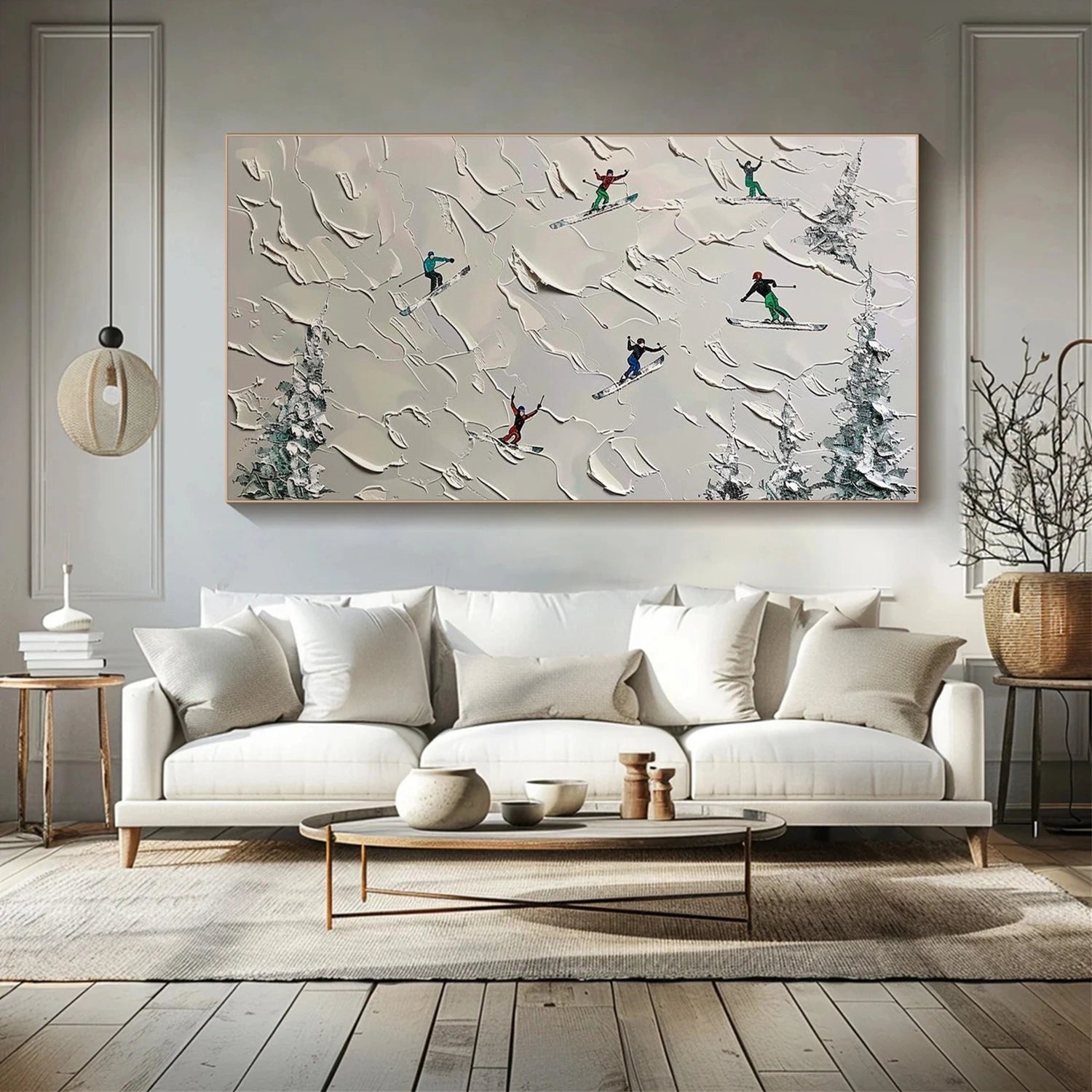 Skiing Sport Textured Wall Art #SA070