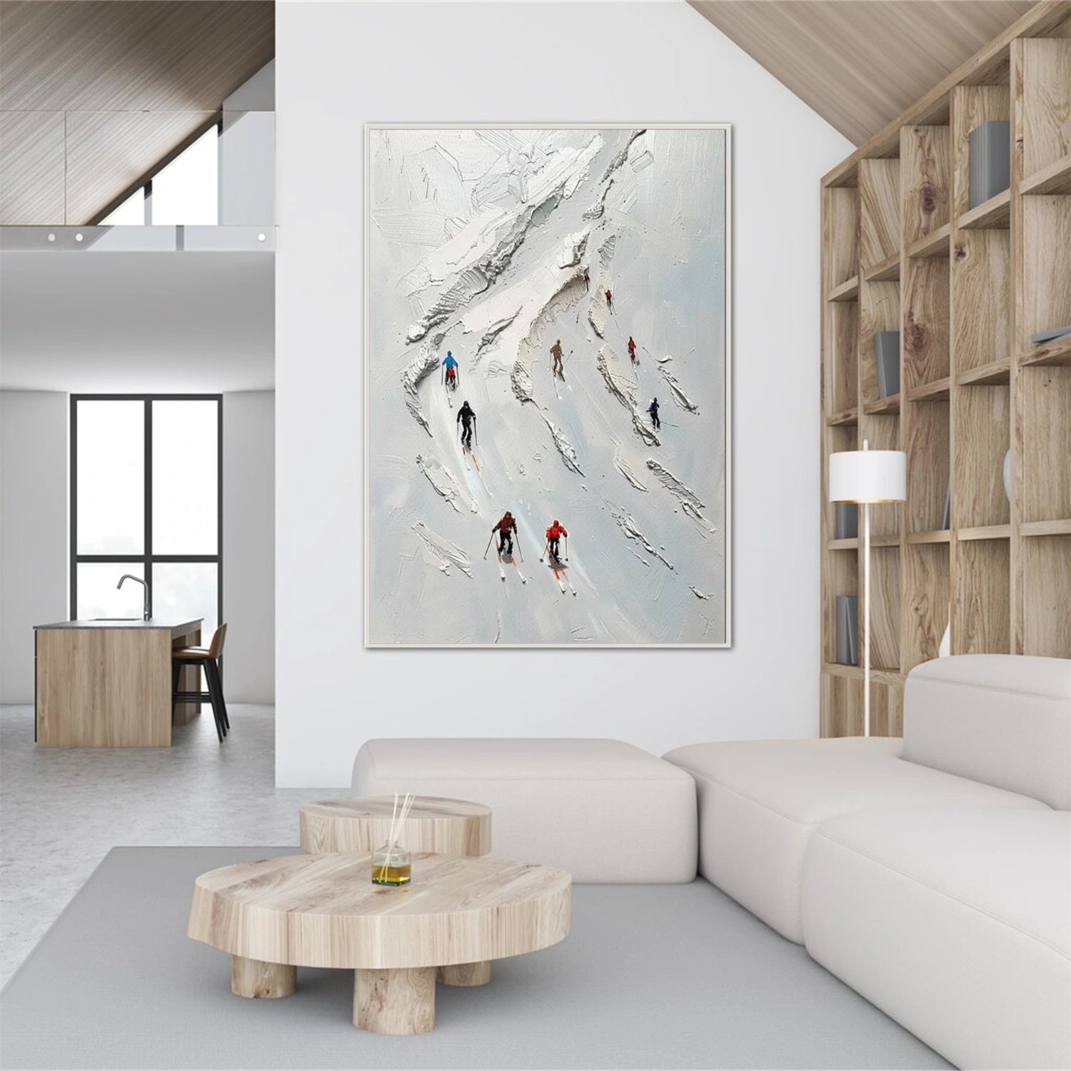 Skiing Sport Textured Wall Art #SA056
