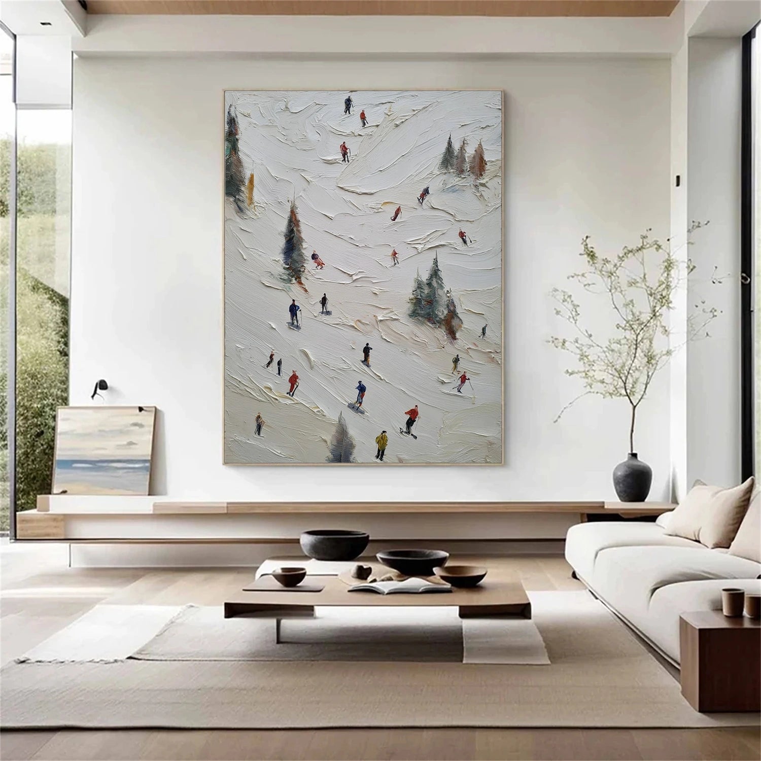 Skiing Sport Textured Wall Art #SA063