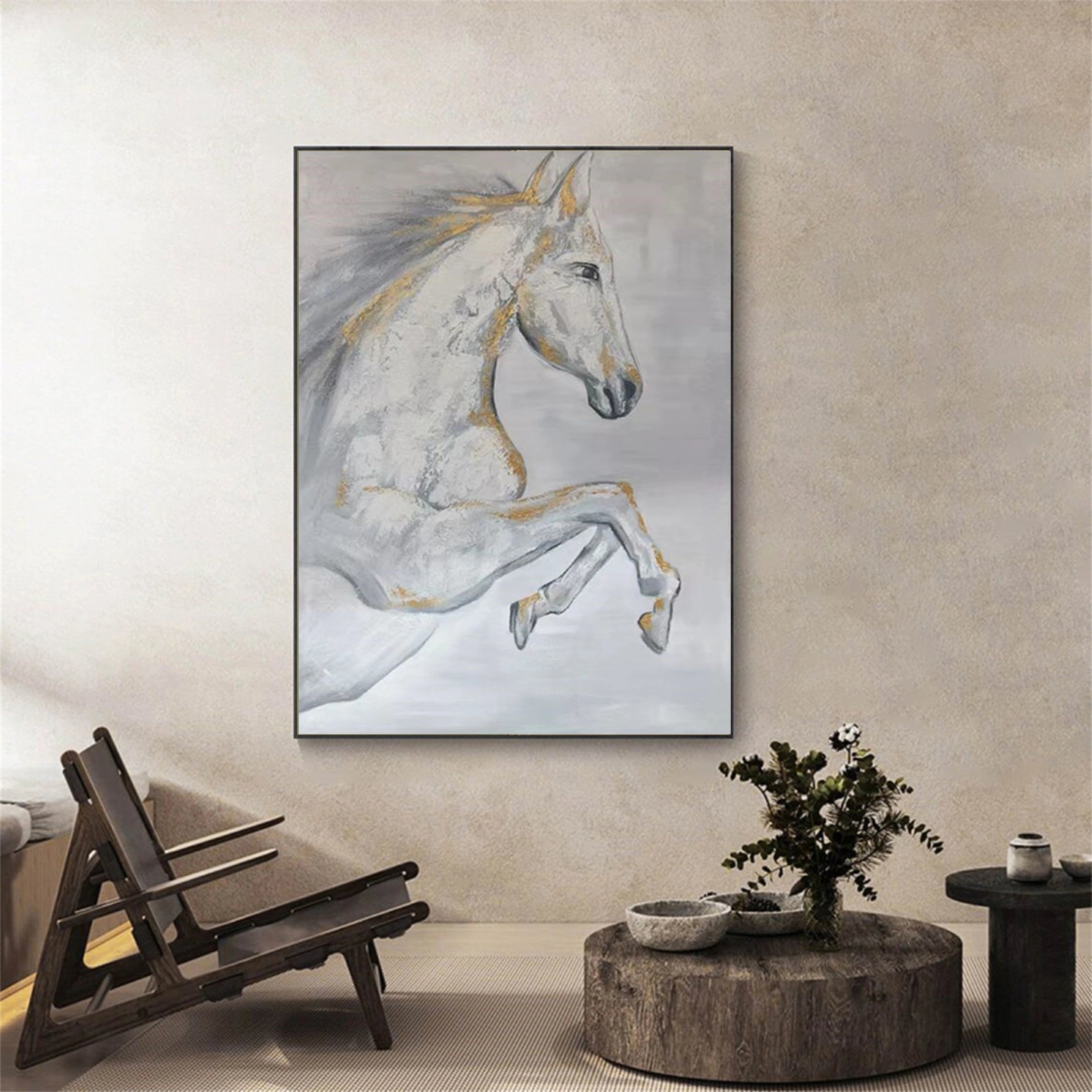 White Horse Abstract Animal Wall Art #AL011