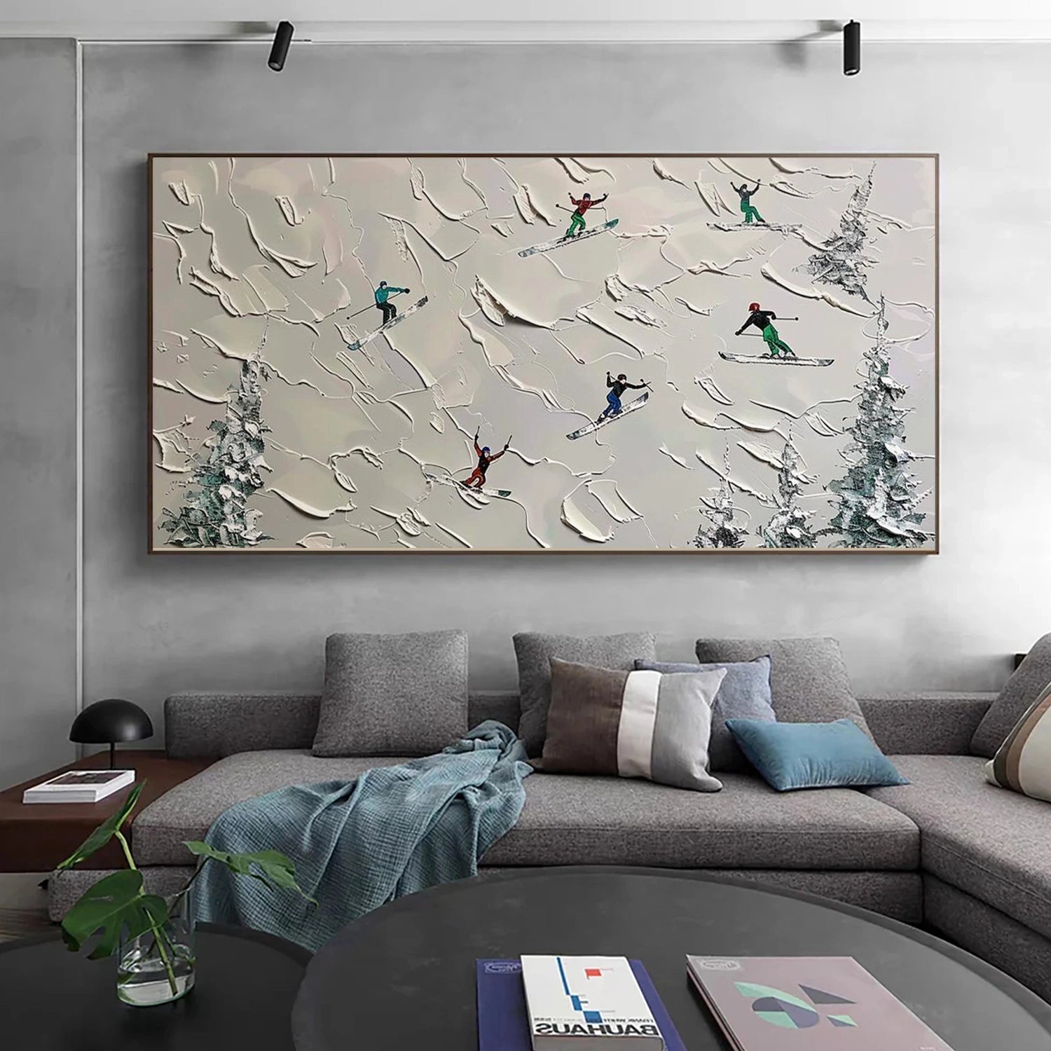 Skiing Sport Textured Wall Art #SA070