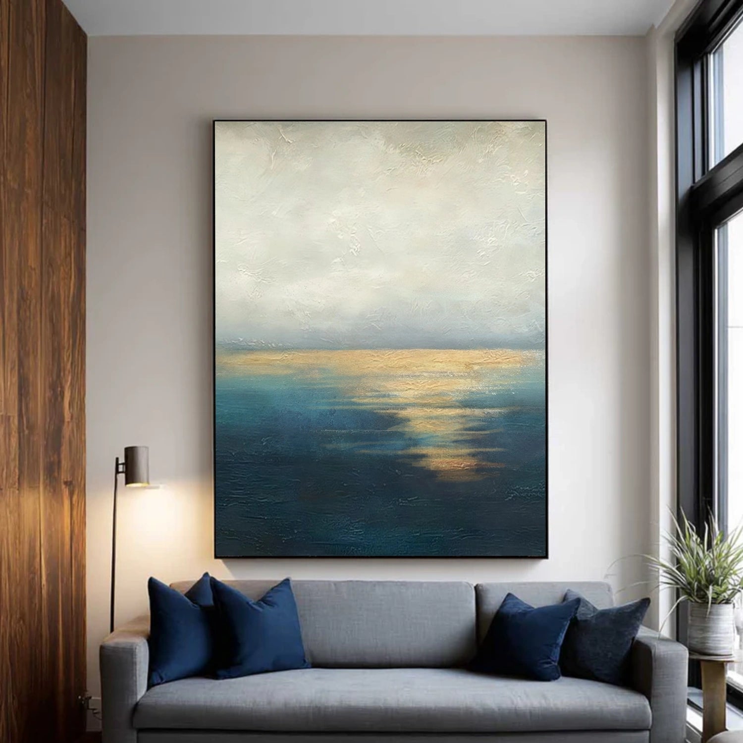 Blue and Gold Abstract Canvas Art #WS903