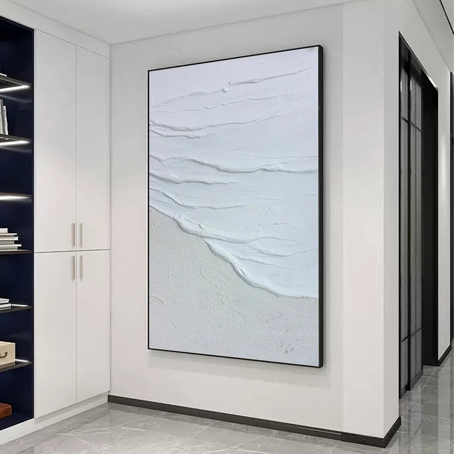 White Minimalist Textured Canvas Art #MM258