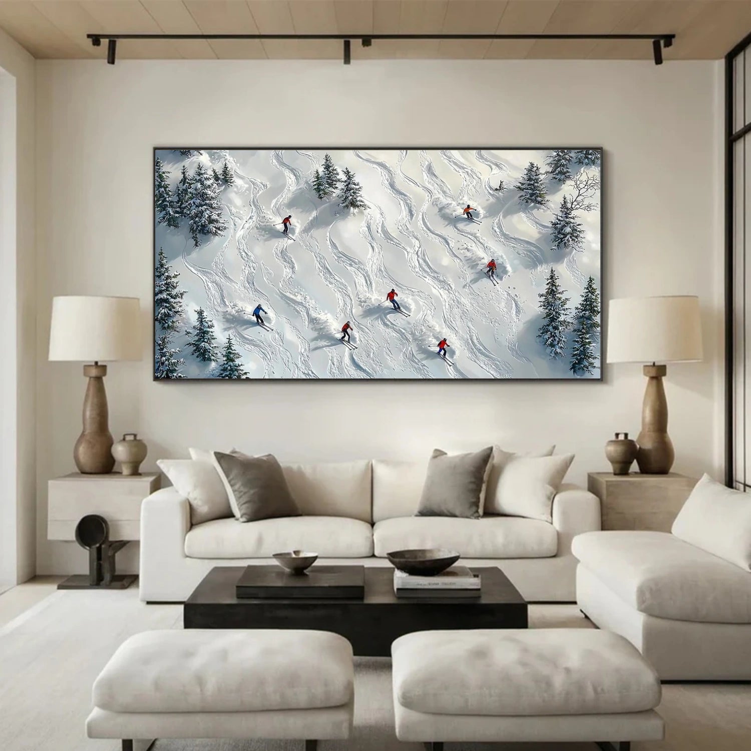 Skiing Sport Textured Wall Art #SA043