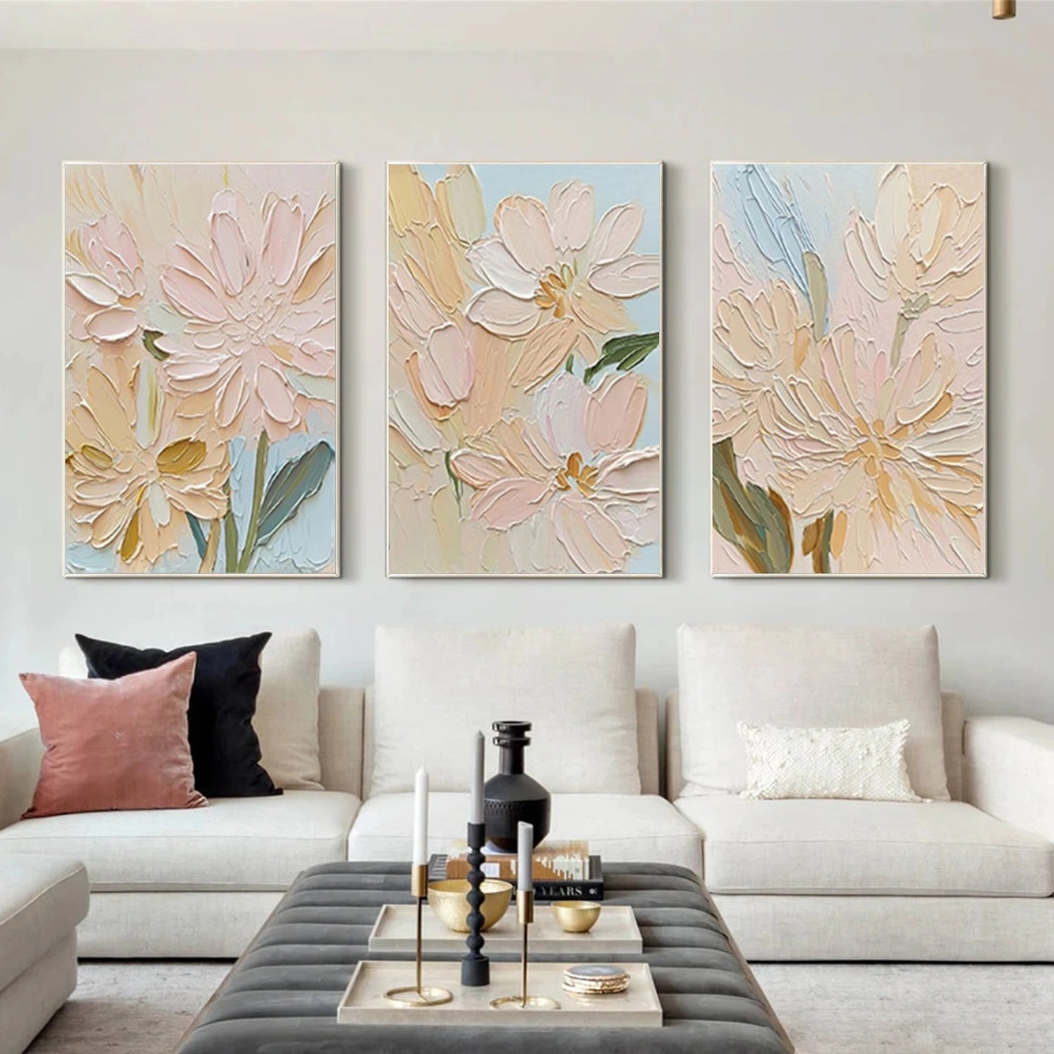 Flower & Tree Abstract Textured Wall Art Set of 3 #ML234