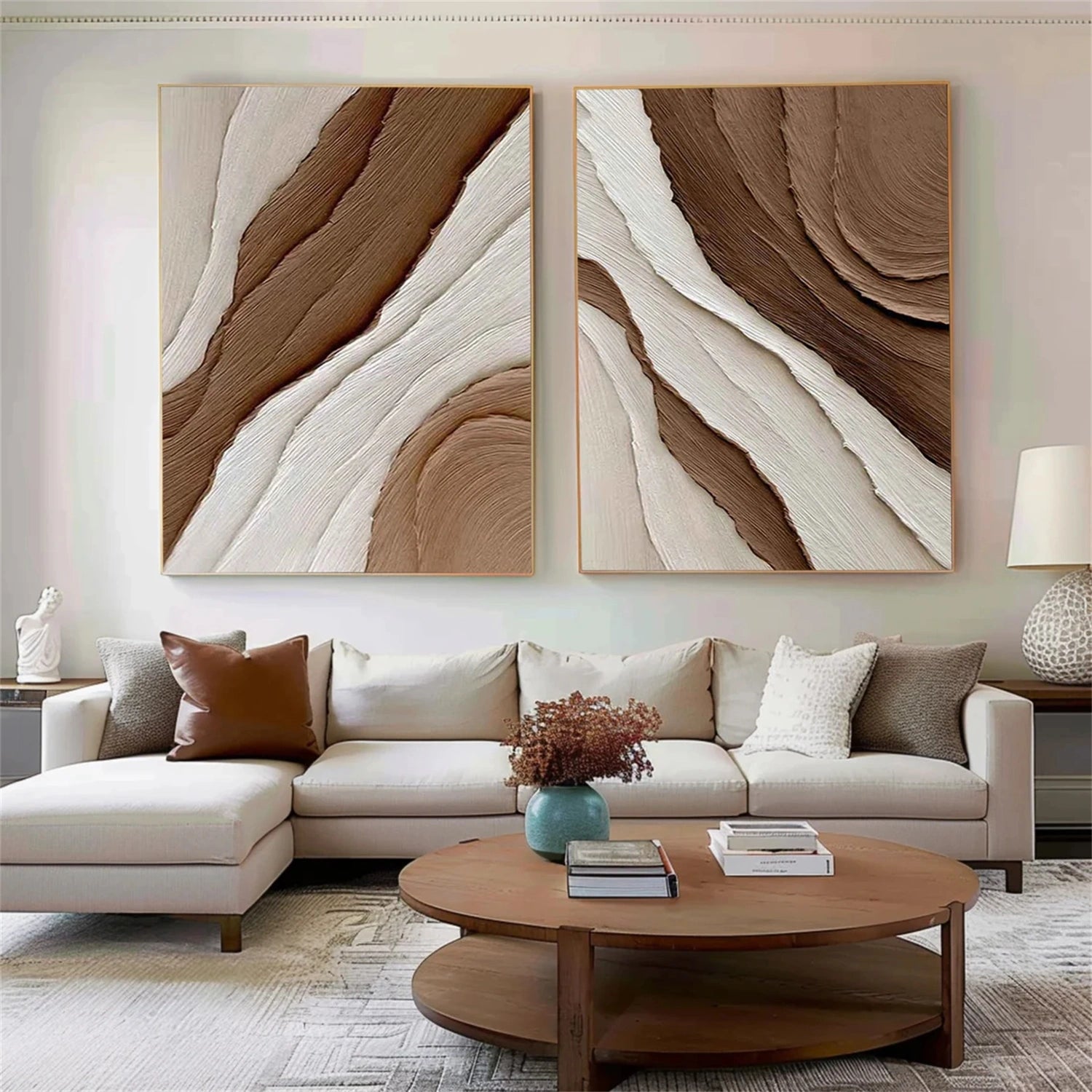 Minimalist Brown & Beige Art Set of 2 #MB012