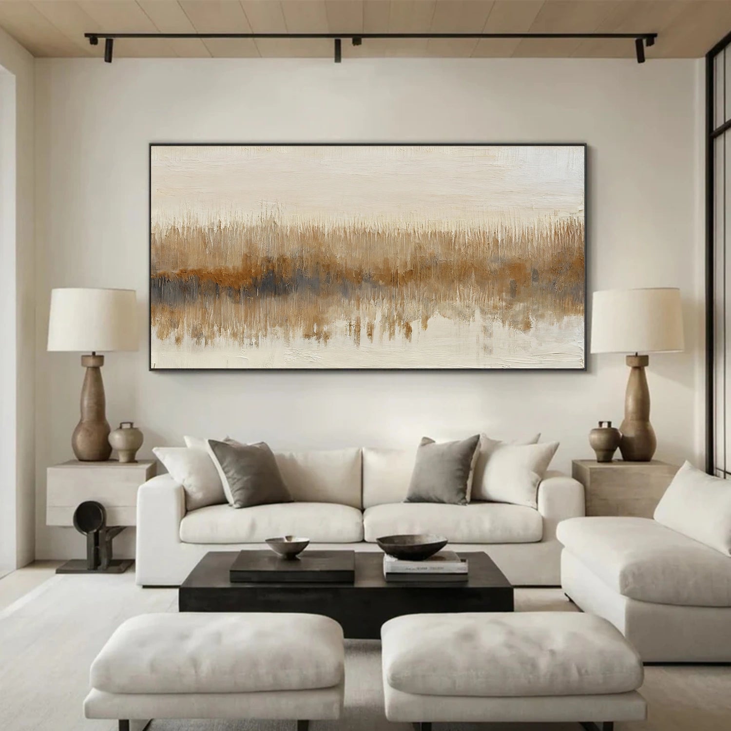Beige and Brown Abstract Canvas Art #WS892