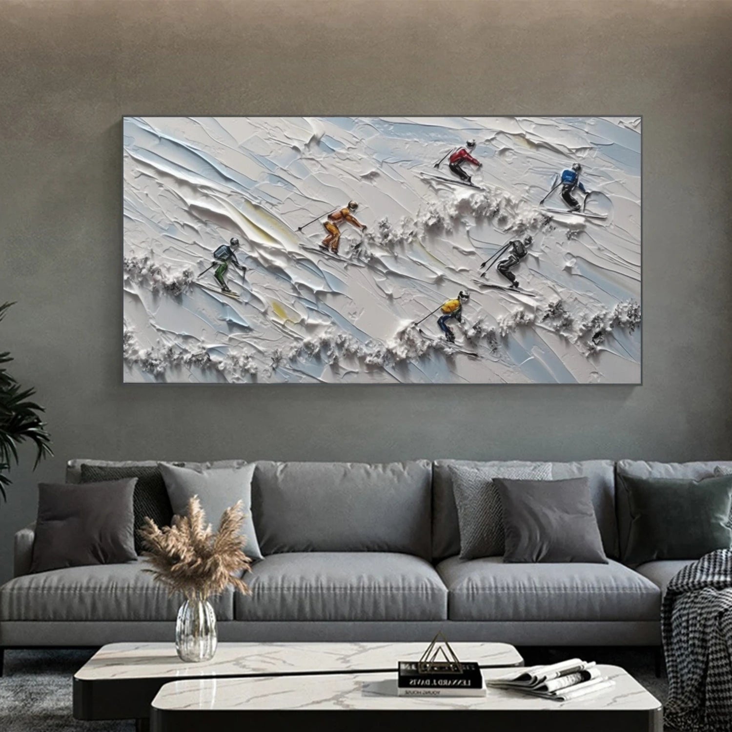 Skiing Sport Textured Wall Art #SA051