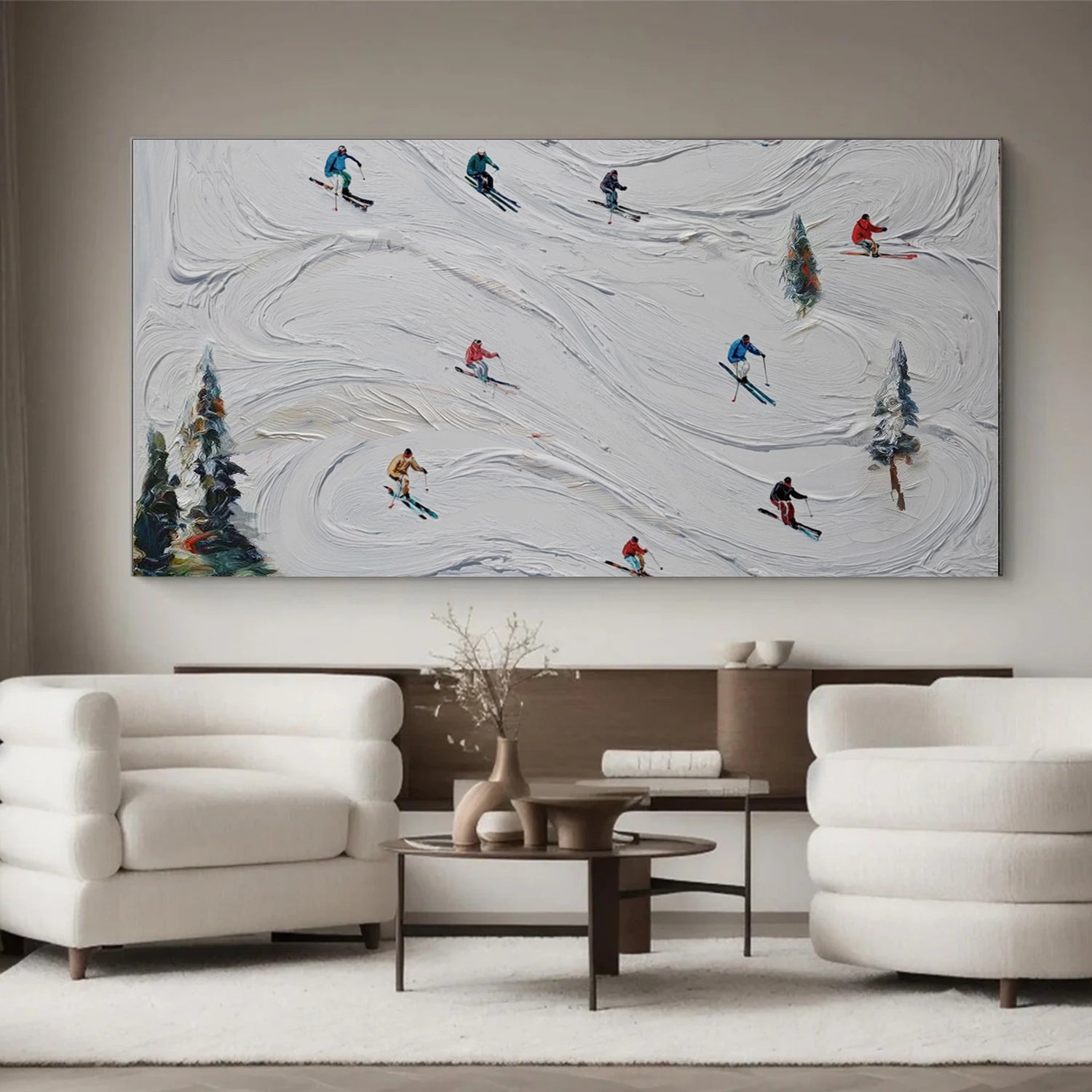 Skiing Sport Textured Wall Art #SA066