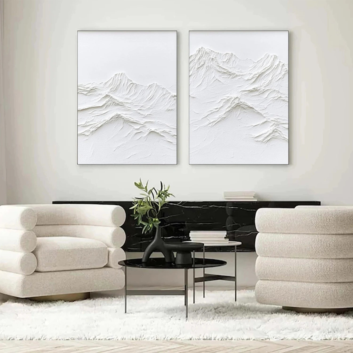 Minimalist Mountain Textured Canvas Art Set of 2 #MM348