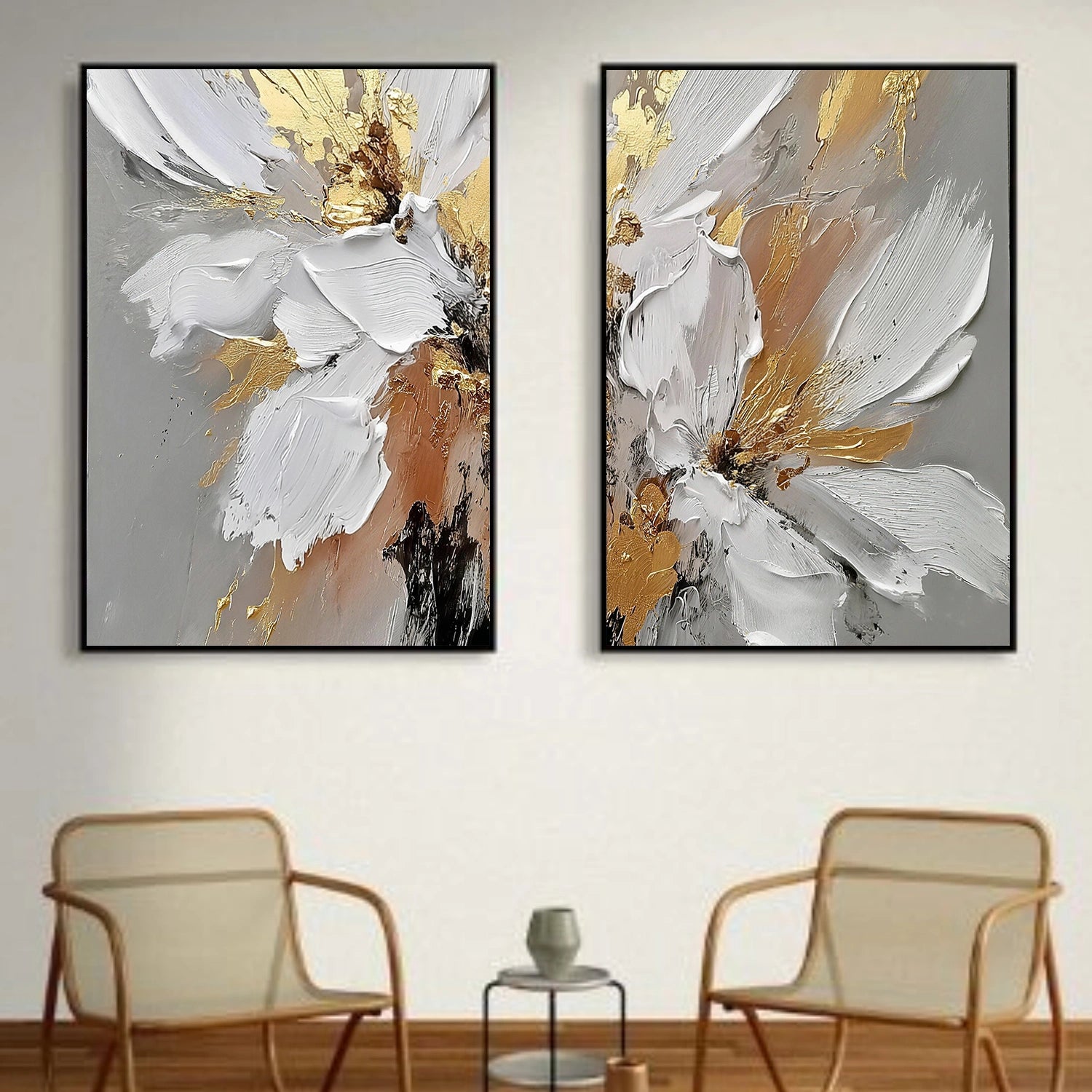 Flower & Tree Abstract Textured Wall Art Set of 2 #ML232