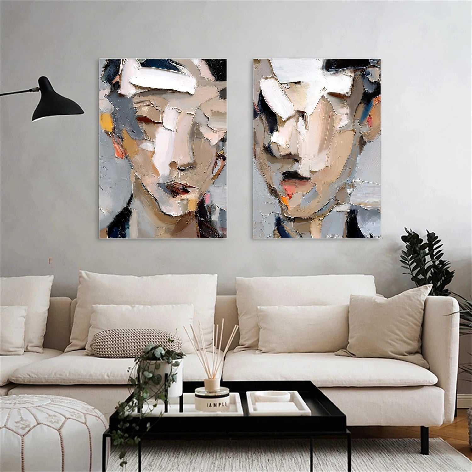 Abstract Portrait Textured Wall Art Set of 2 #AP125