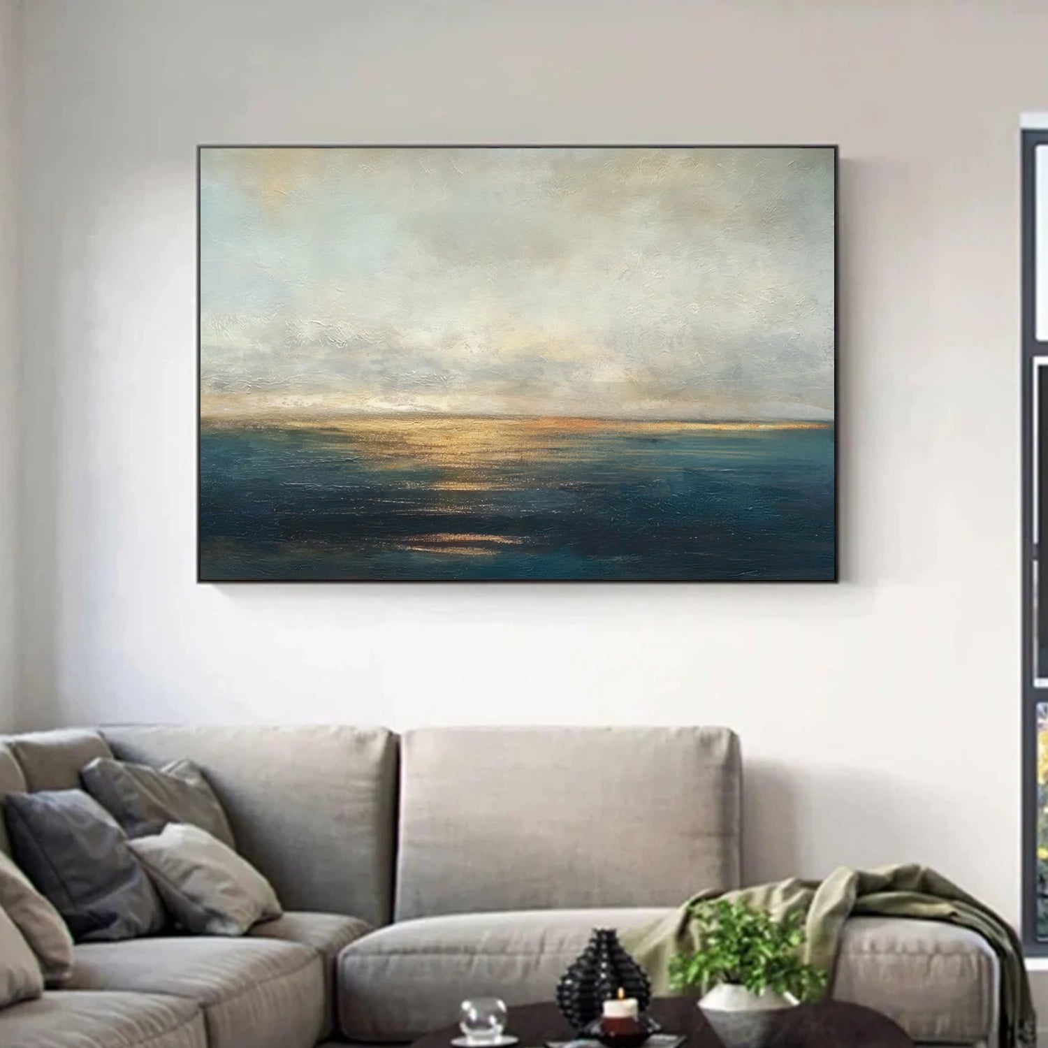 Blue and Gold Abstract Canvas Art #WS899