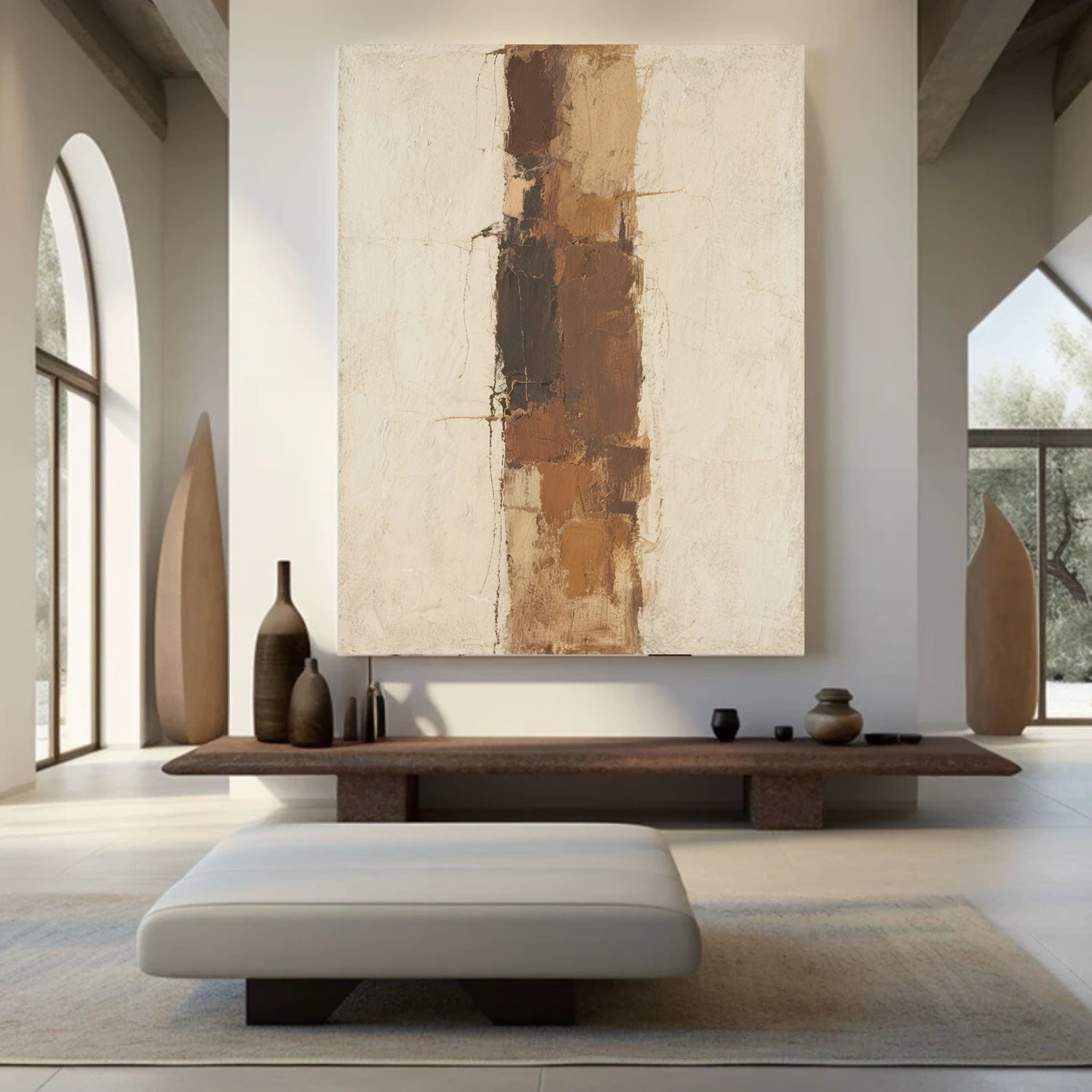 Beige and Brown Abstract Canvas Art #WS761