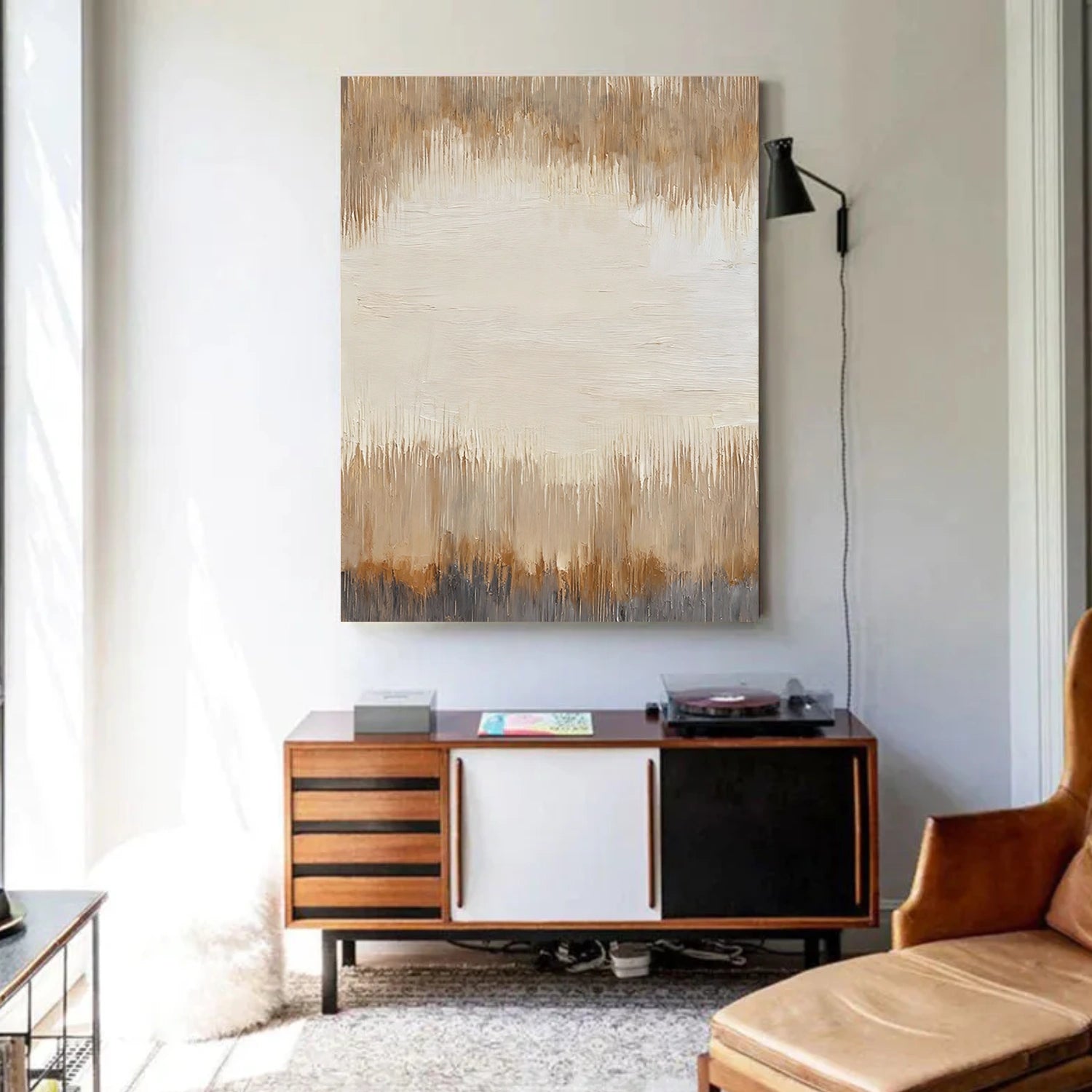 Beige and Brown Abstract Canvas Art #WS895