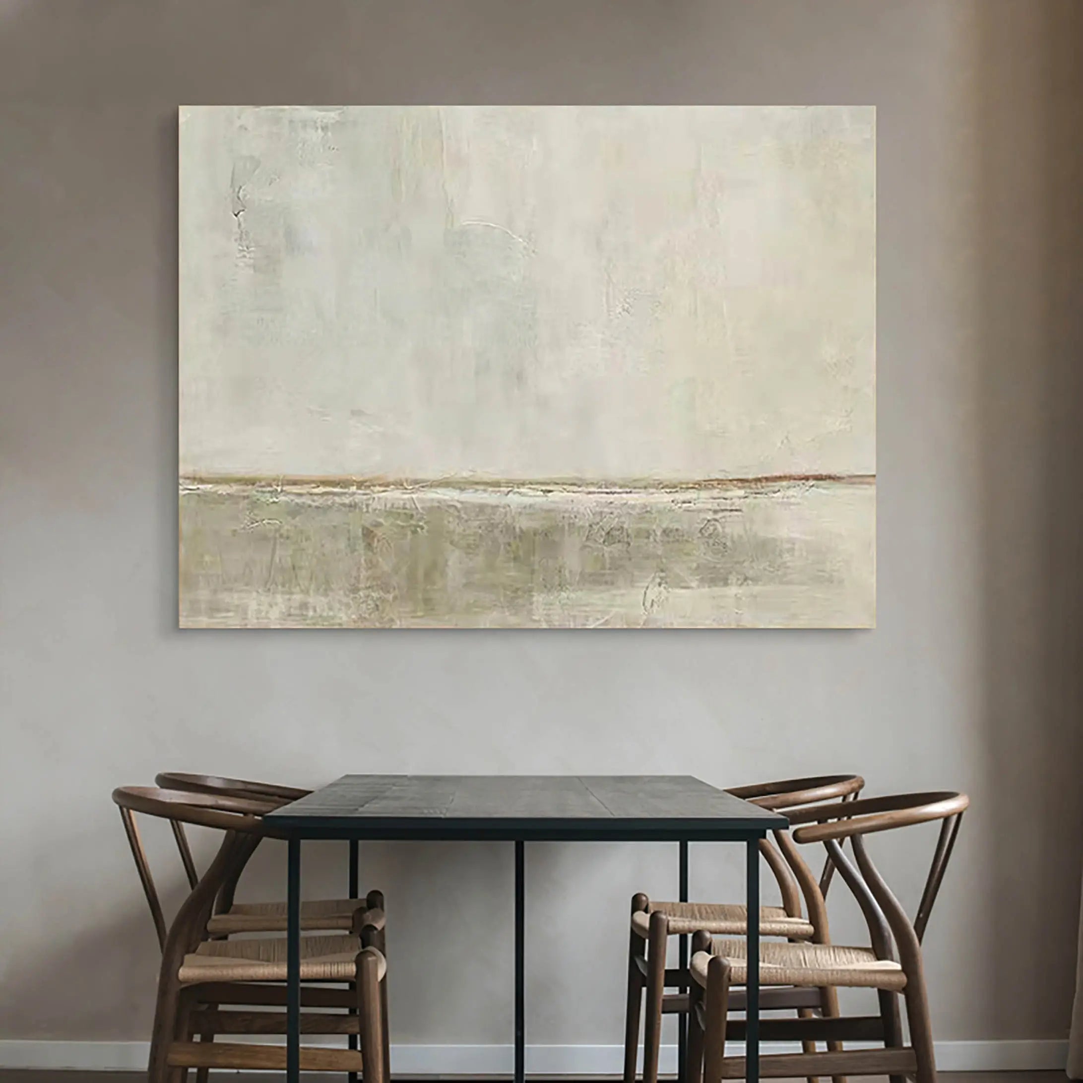 Original Beige Minimalistic Large Painting on Canvas Wall Artwork