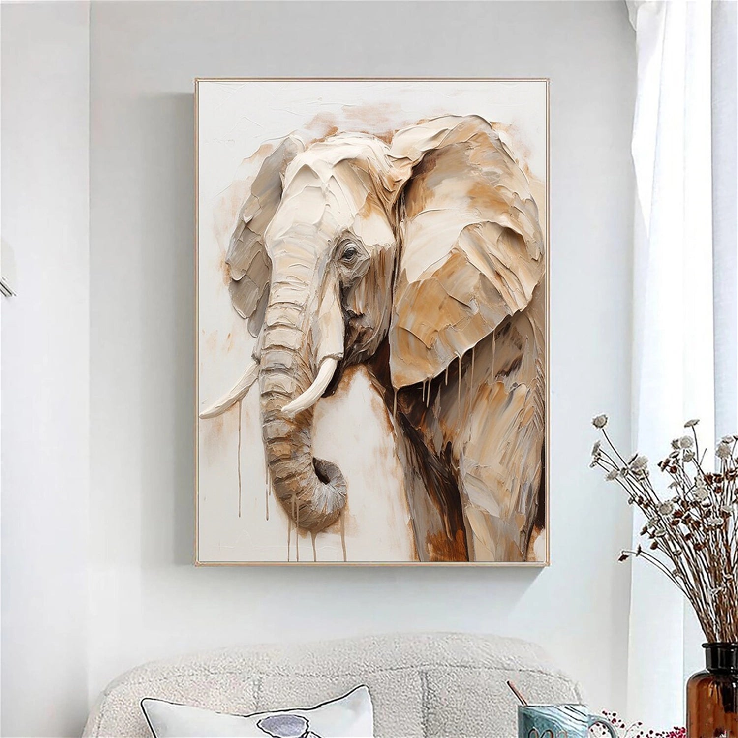 Beige and Brown Abstract Animal Wall Art #AL076