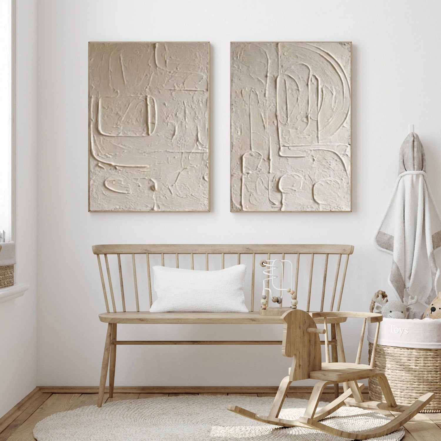 White Minimalist Textured Canvas Art Set of 2 #MM274