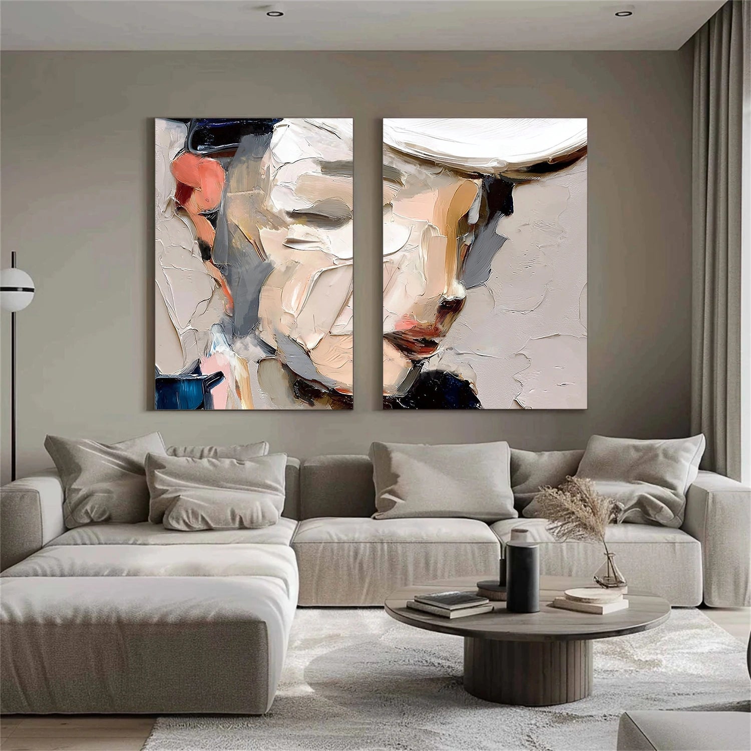 Abstract Portrait Textured Wall Art Set of 2 #AP126