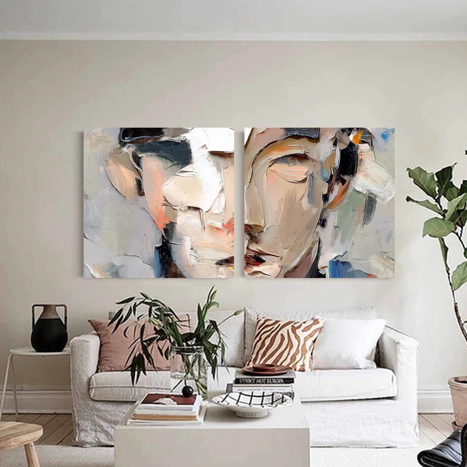 Abstract Portrait Textured Wall Art Set of 2 #AP124