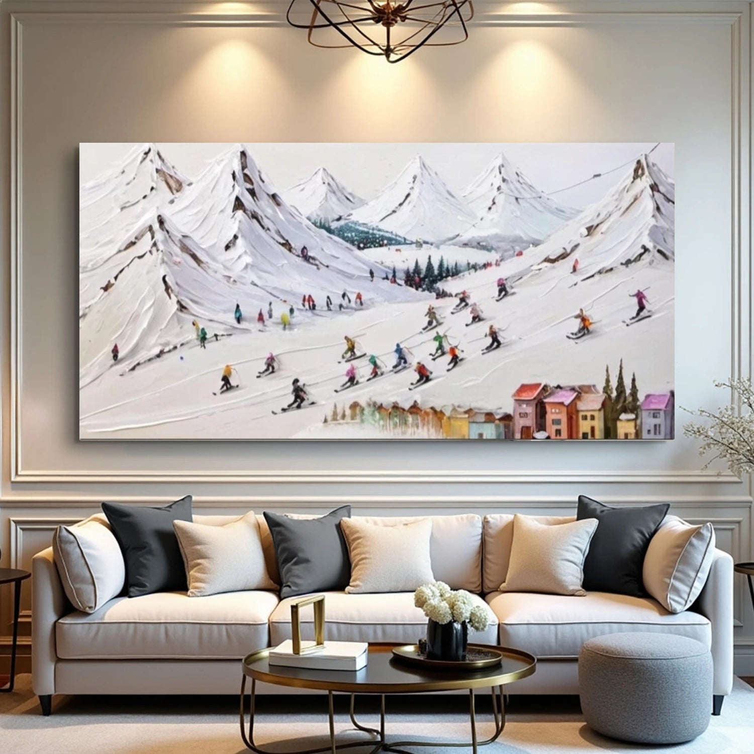 Skiing Sport Textured Wall Art #SA045