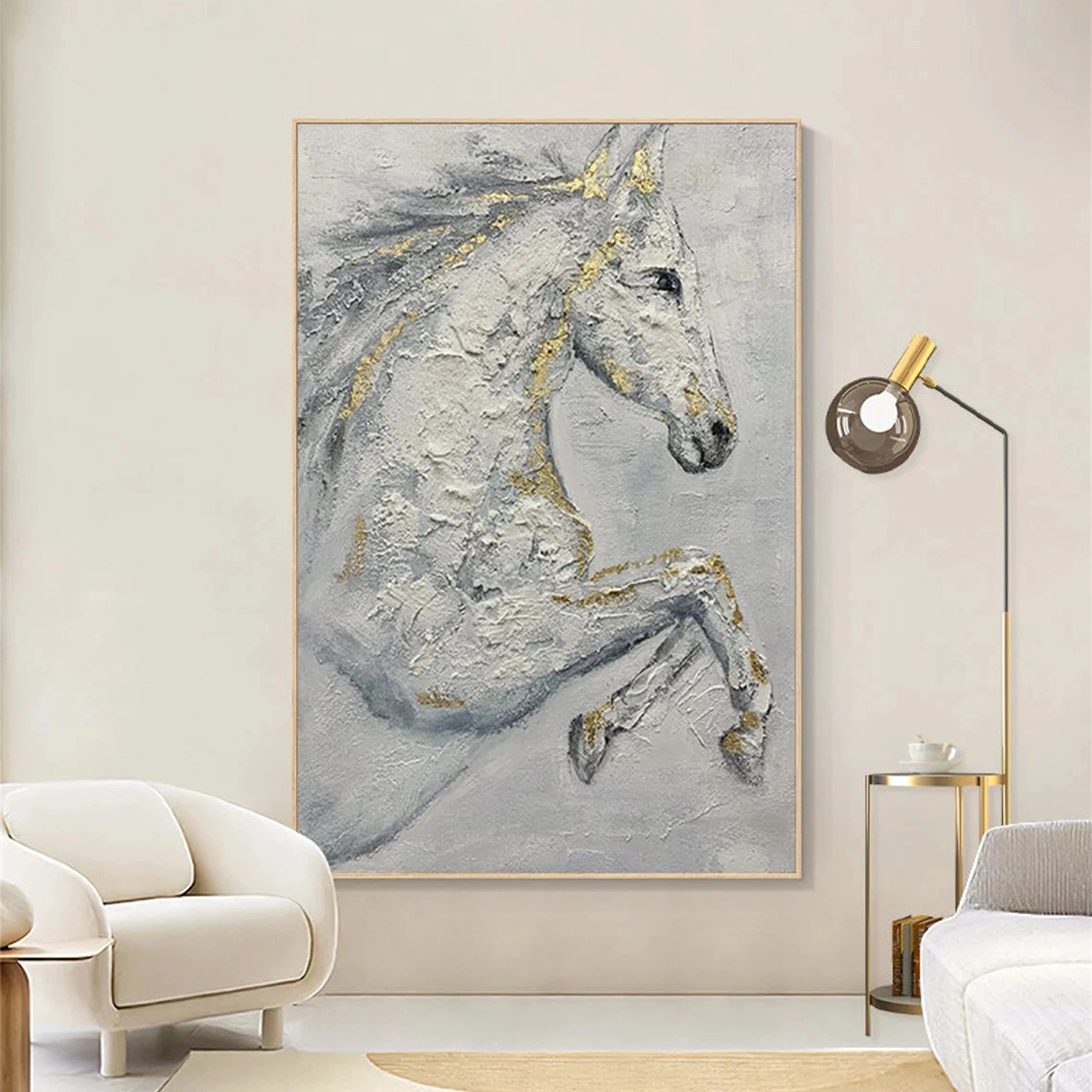 White Horse Abstract Animal Wall Art #AL002